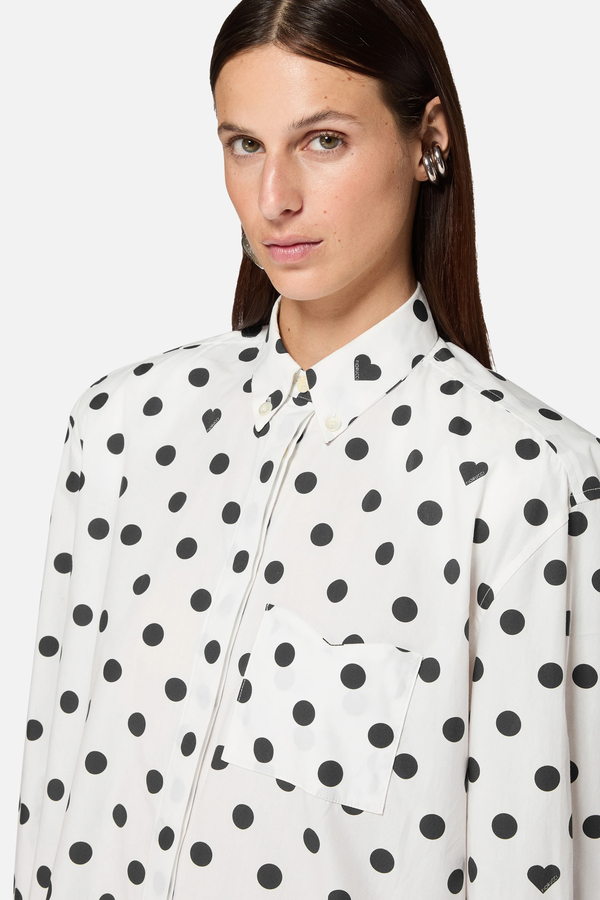 Polka Dot Midi Shirt Dress White - Image 5