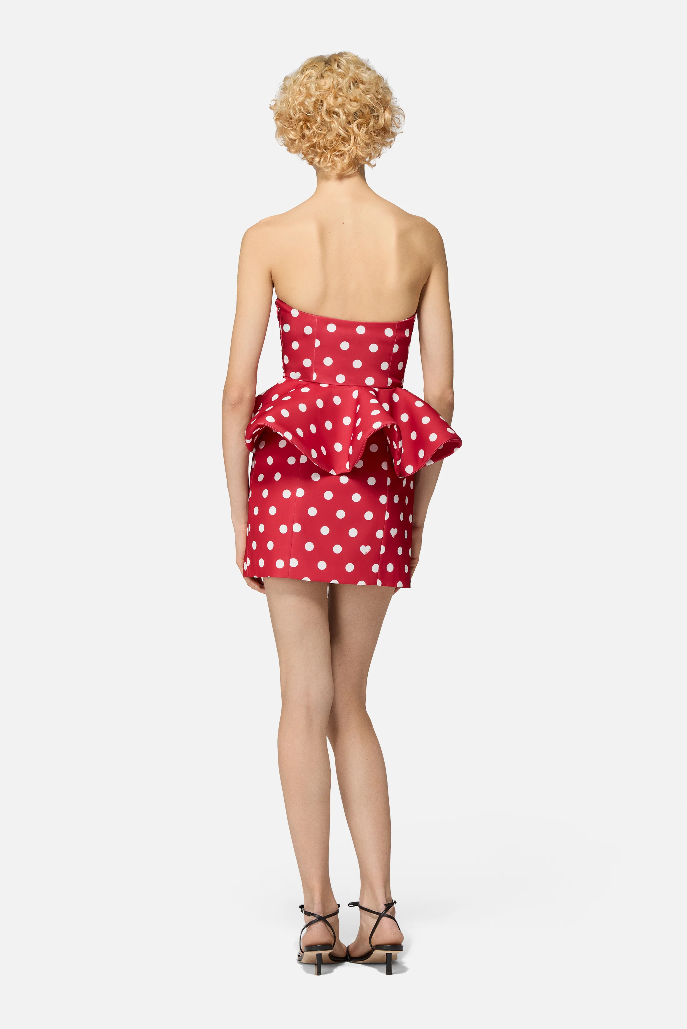 Polka Dot Peplum Mini Dress Red - Image 4