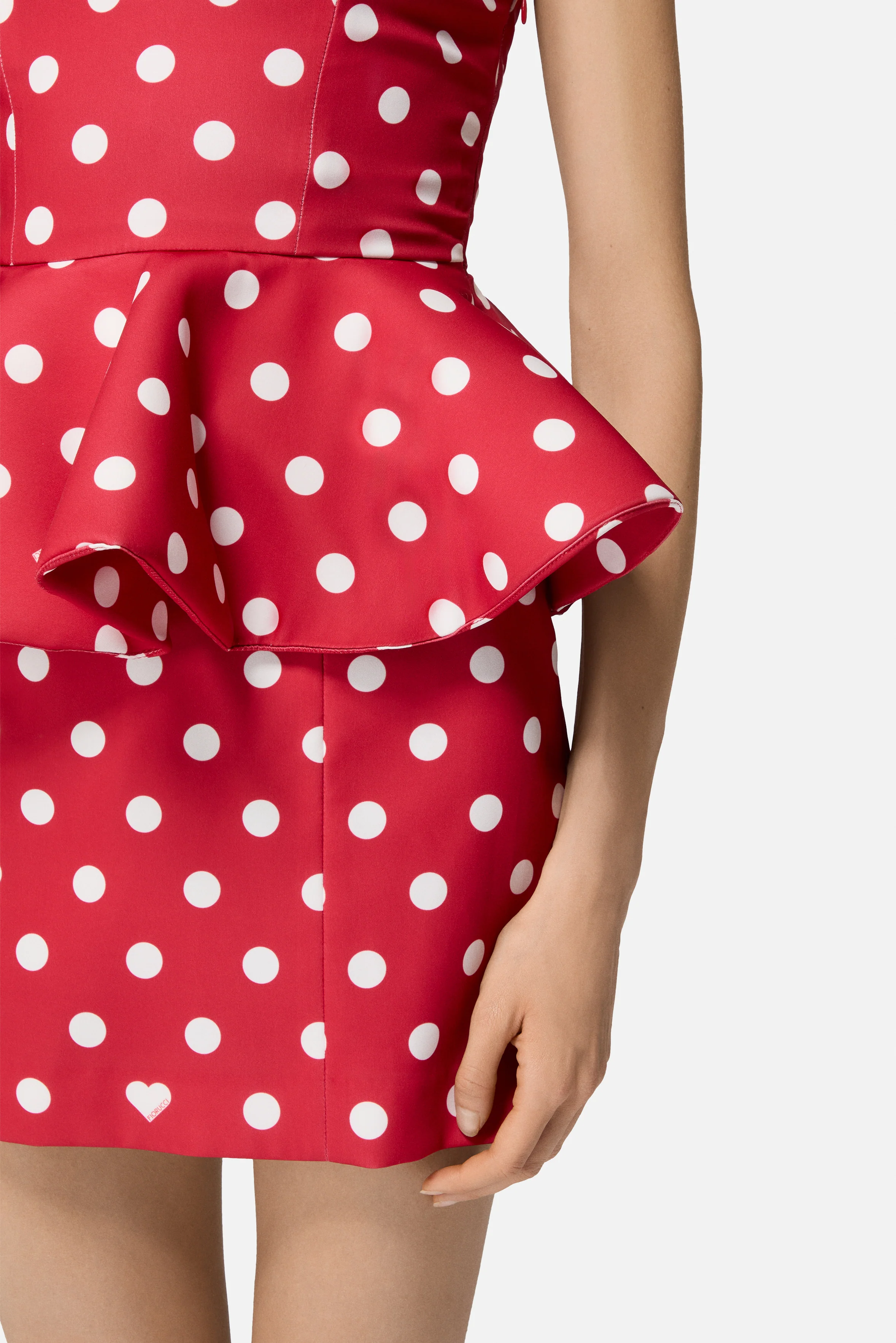 Polka Dot Peplum Mini Dress Red - Image 5