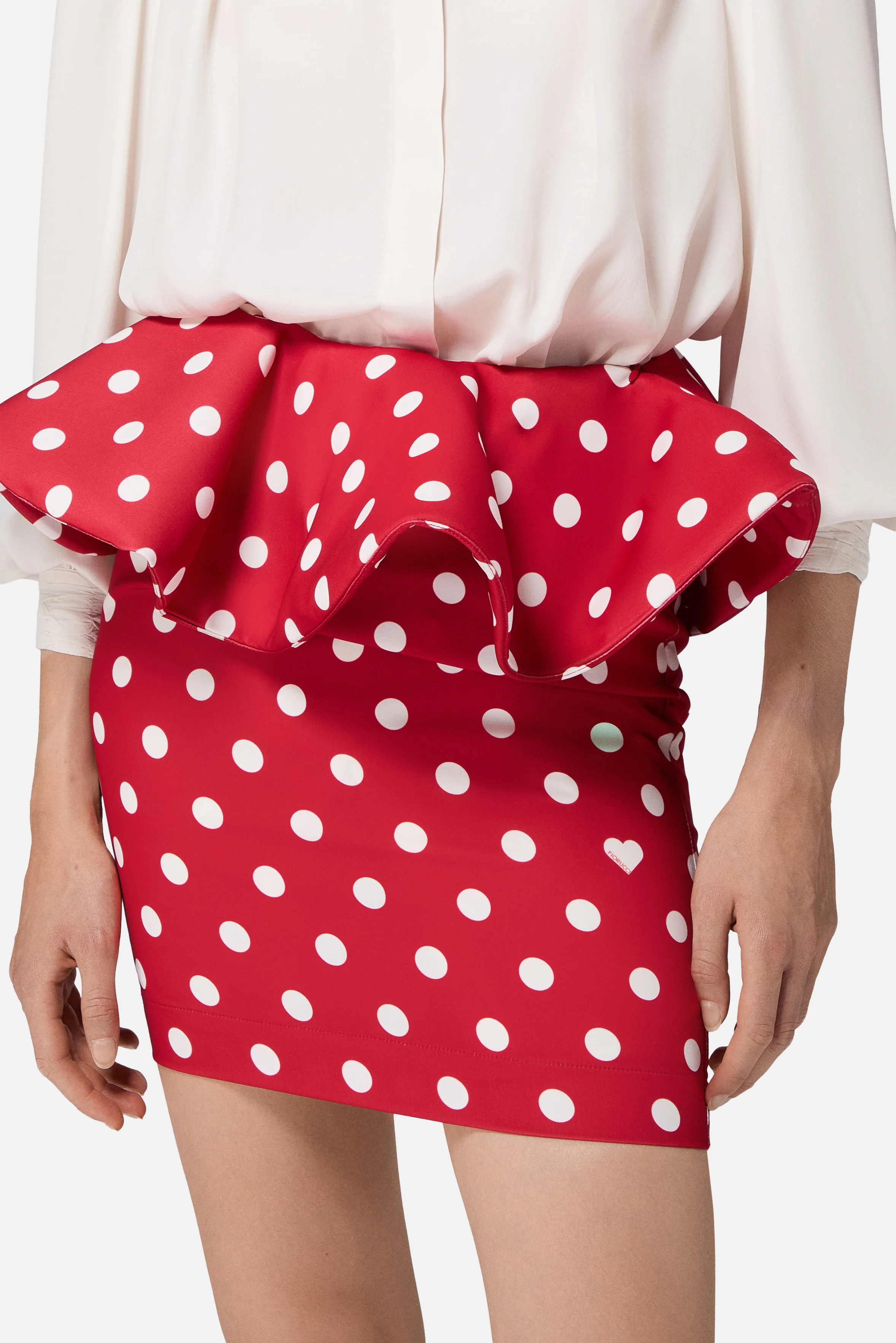 Polka Dot Ruffle Mini Skirt Red - Image 5