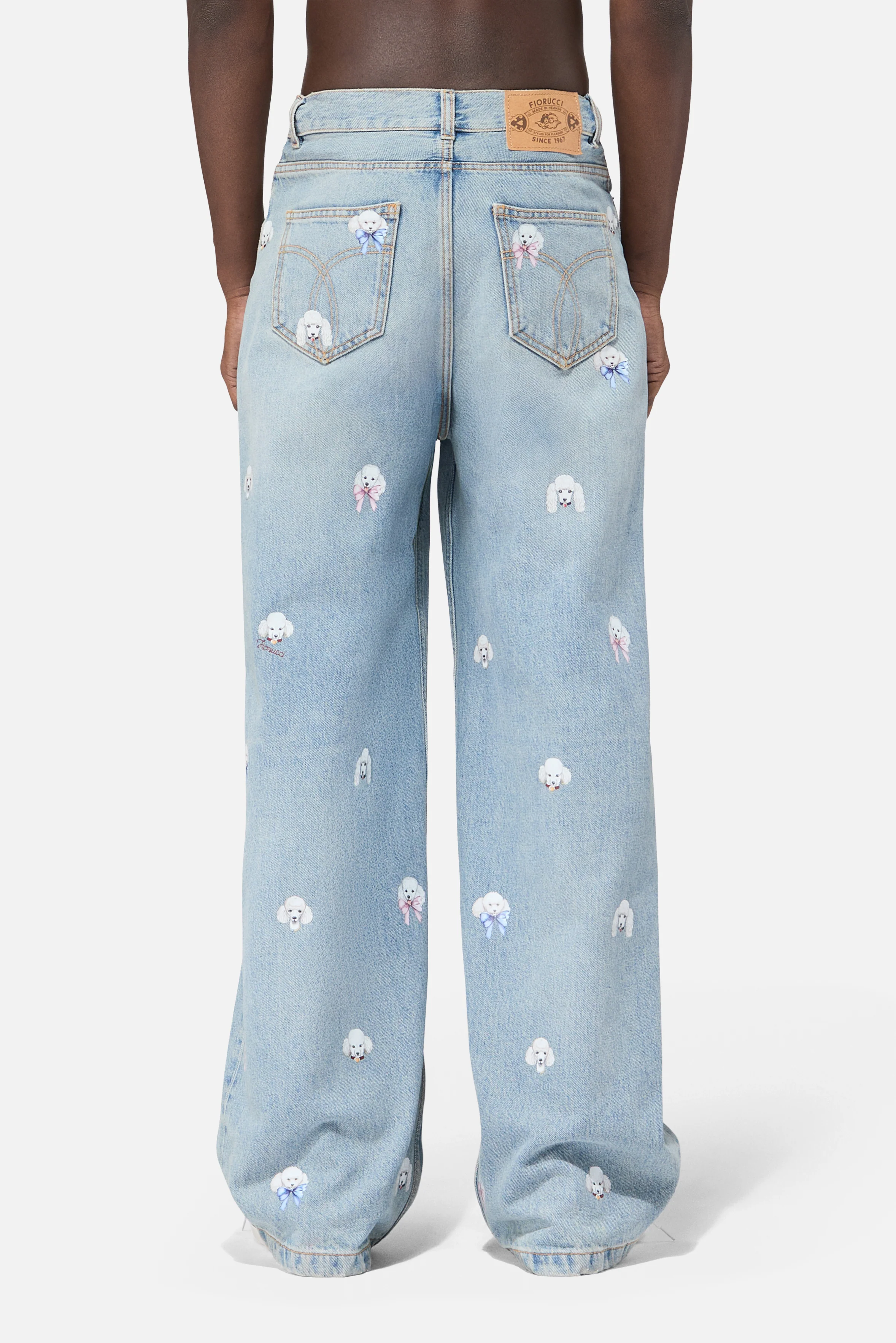 Poodle Print Baggy Jeans Light Blue - Image 3