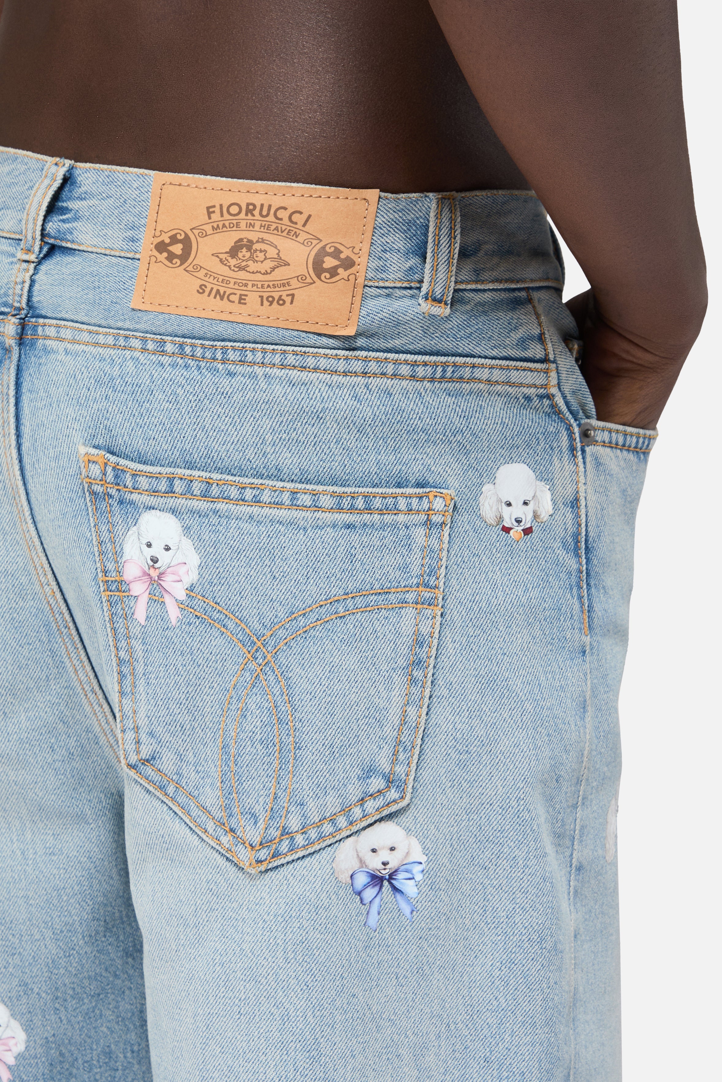 Poodle Print Baggy Jeans Light Blue - Image 4