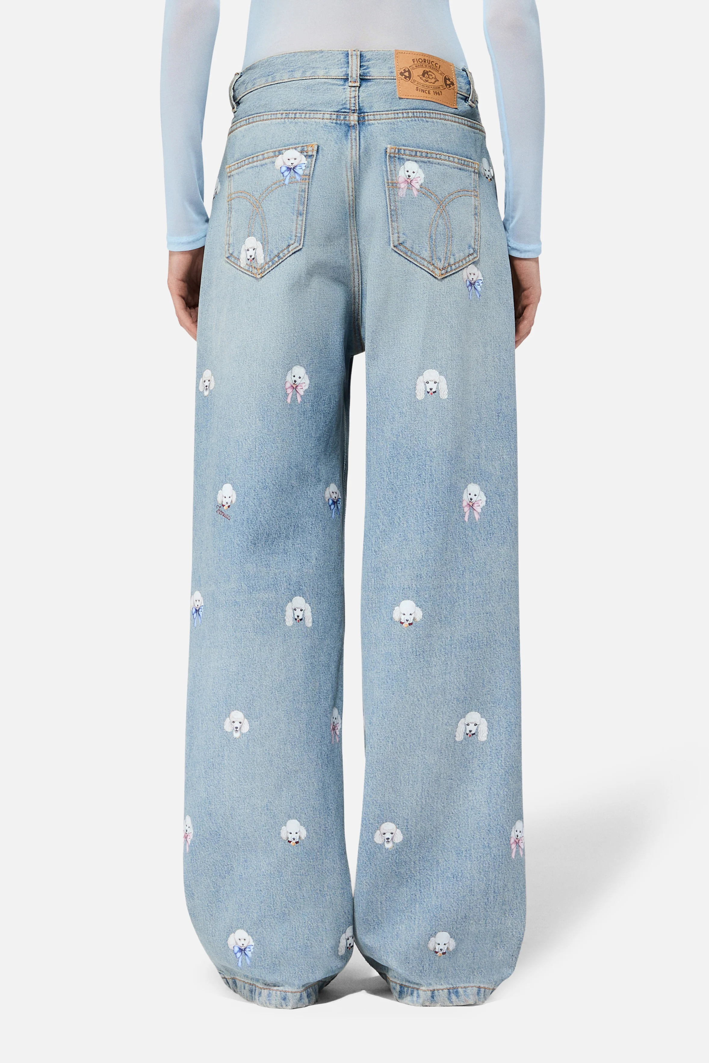 Poodle Print Baggy Jeans Light Blue - Image 4