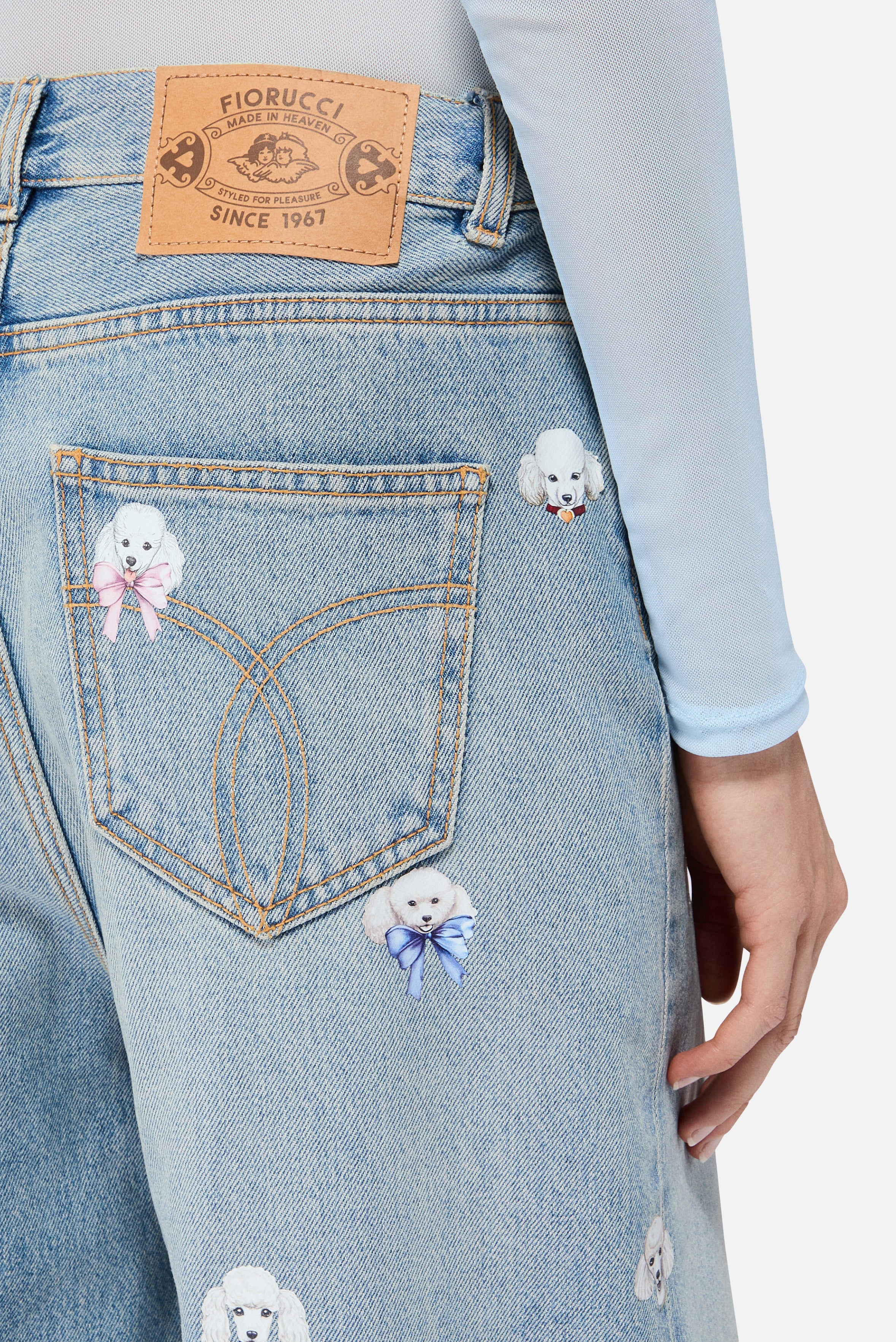 Poodle Print Baggy Jeans Light Blue - Image 5