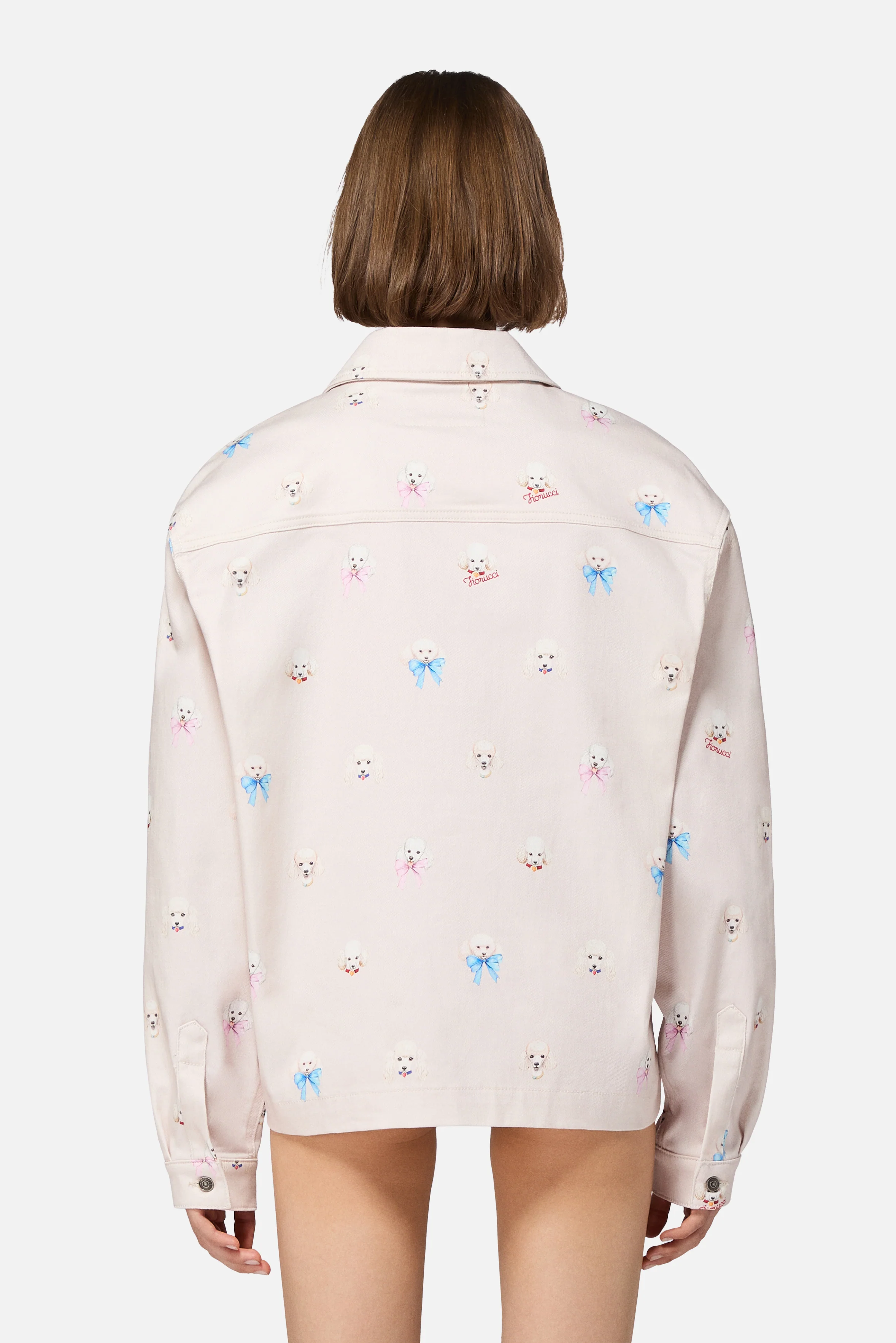 Poodle Print Cotton Jacket Pink - Image 3