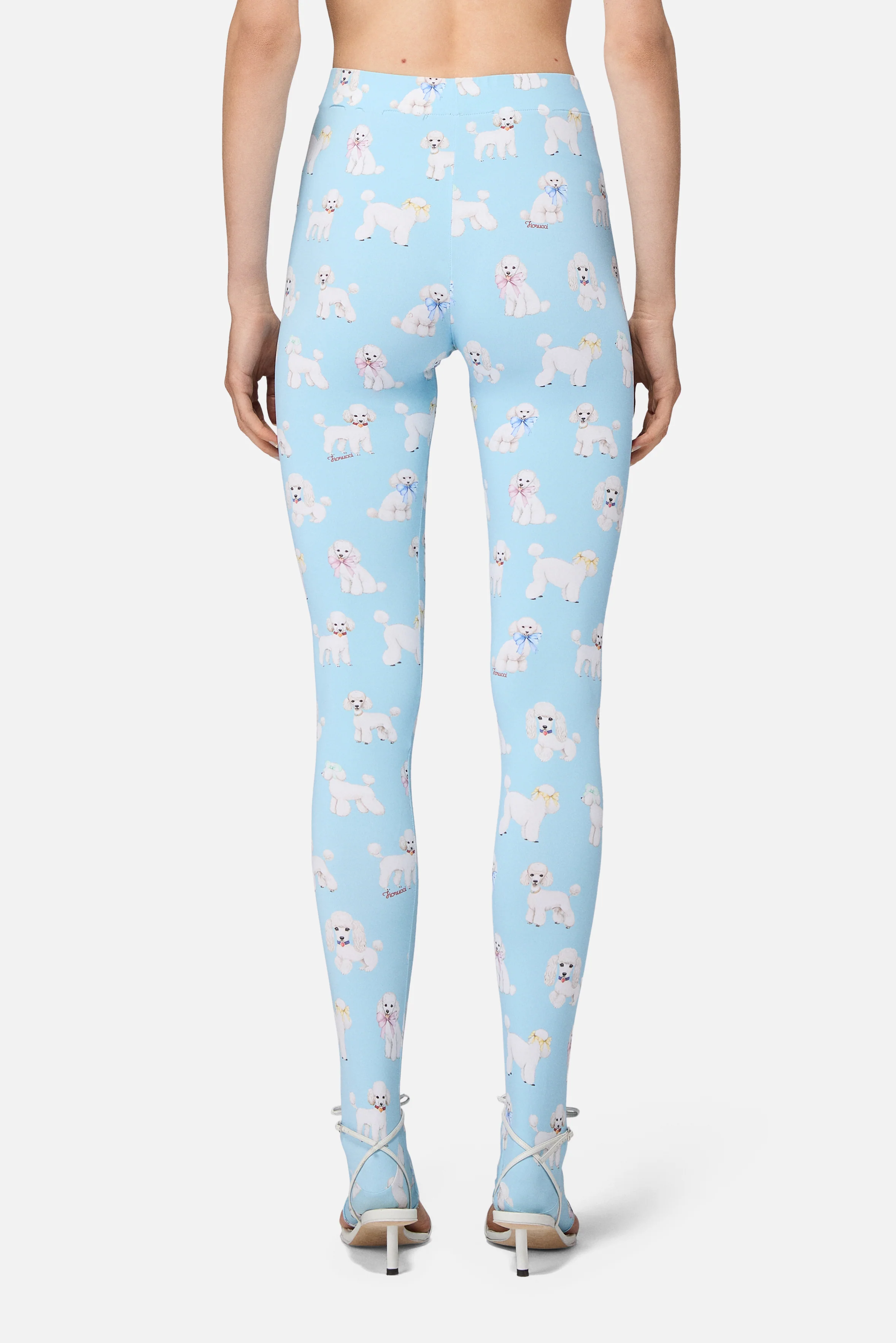 Poodle Print Leggings Light Blue - Image 4
