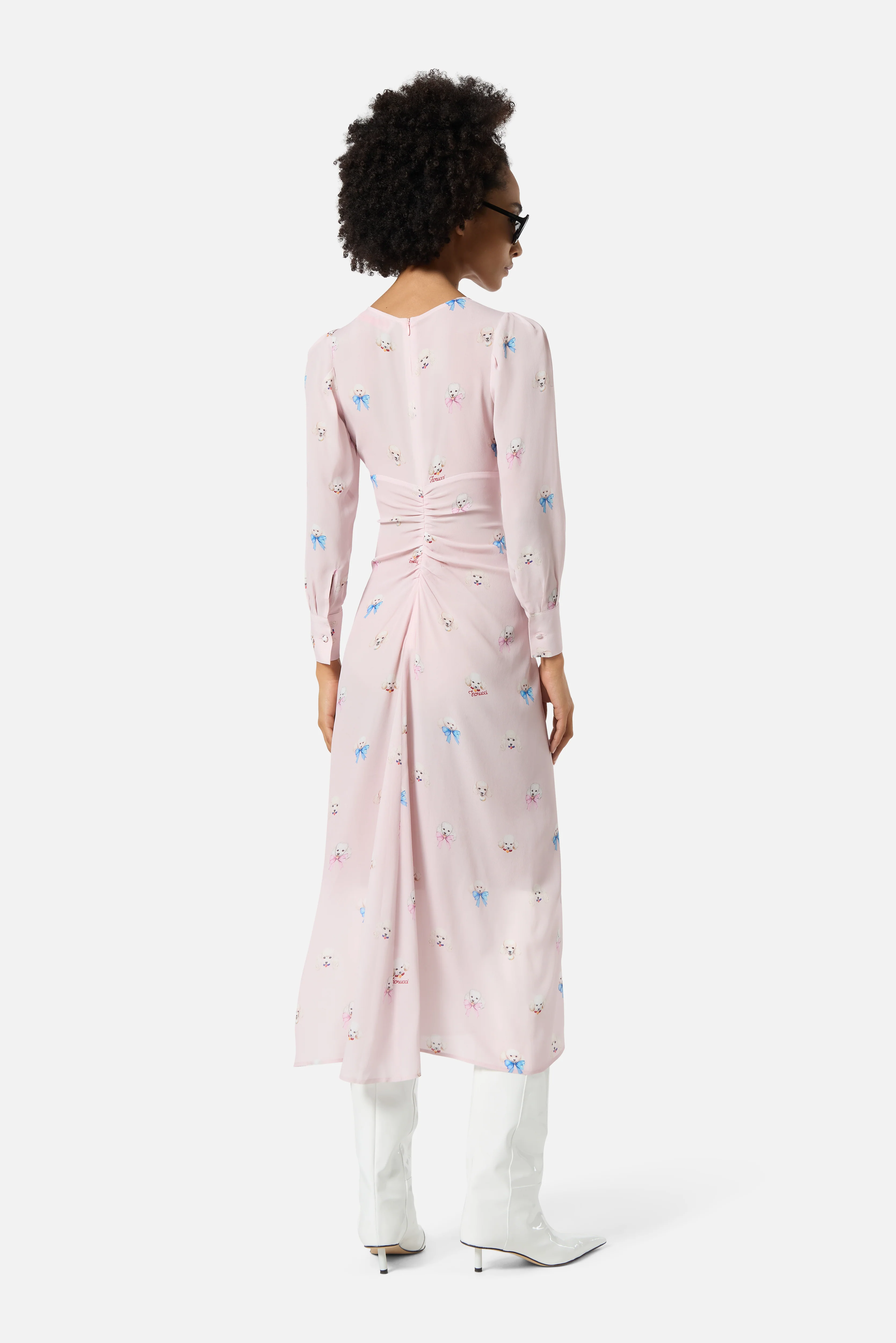 Poodle Print Midi Dress Pink - Image 4