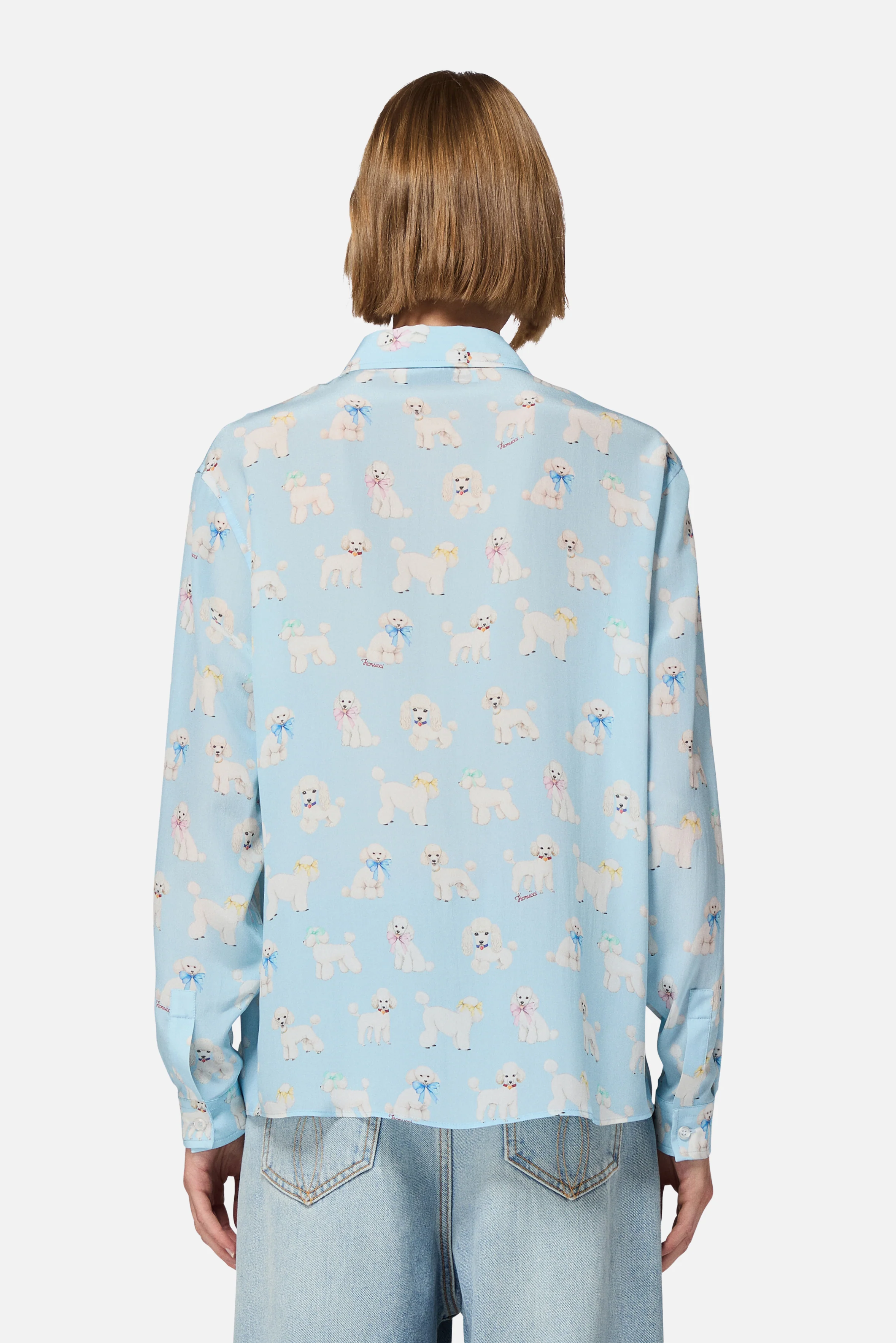 Poodle Print Shirt Light Blue - Image 3