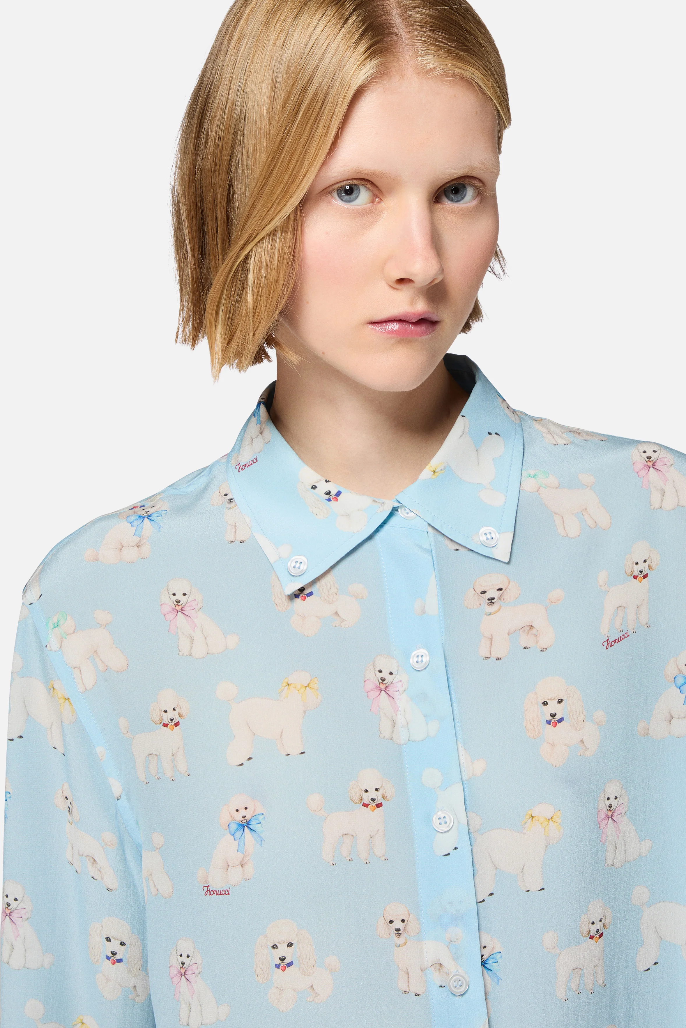 Poodle Print Shirt Light Blue - Image 4