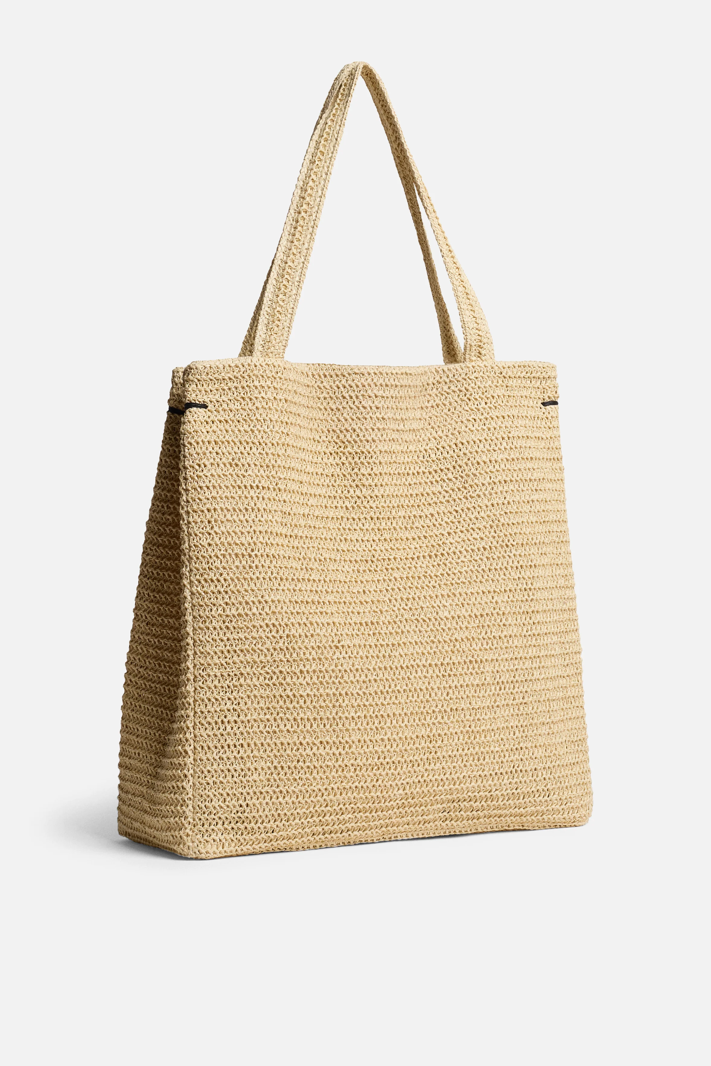 Poodle Raffia Tote Bag Beige - Image 3