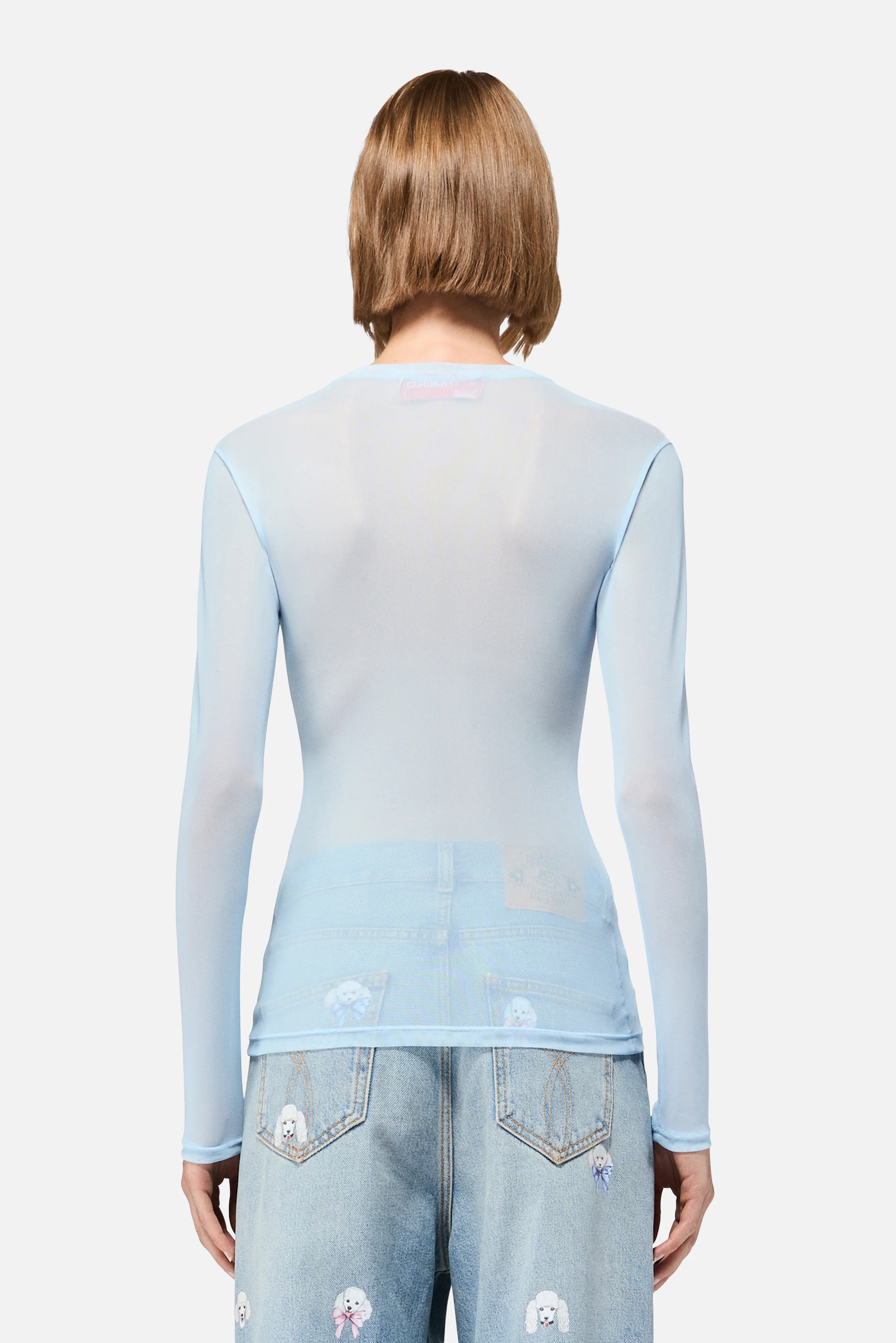 Poodle Tulle Long Sleeves Top Light Blue - Image 4