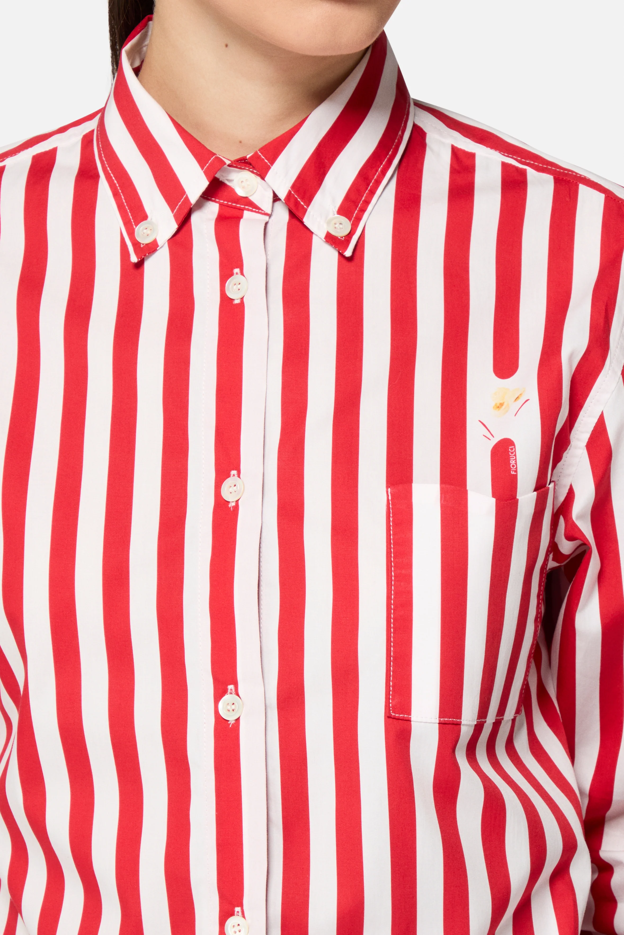 Popcorn Cropped Shirt Red - Image 5