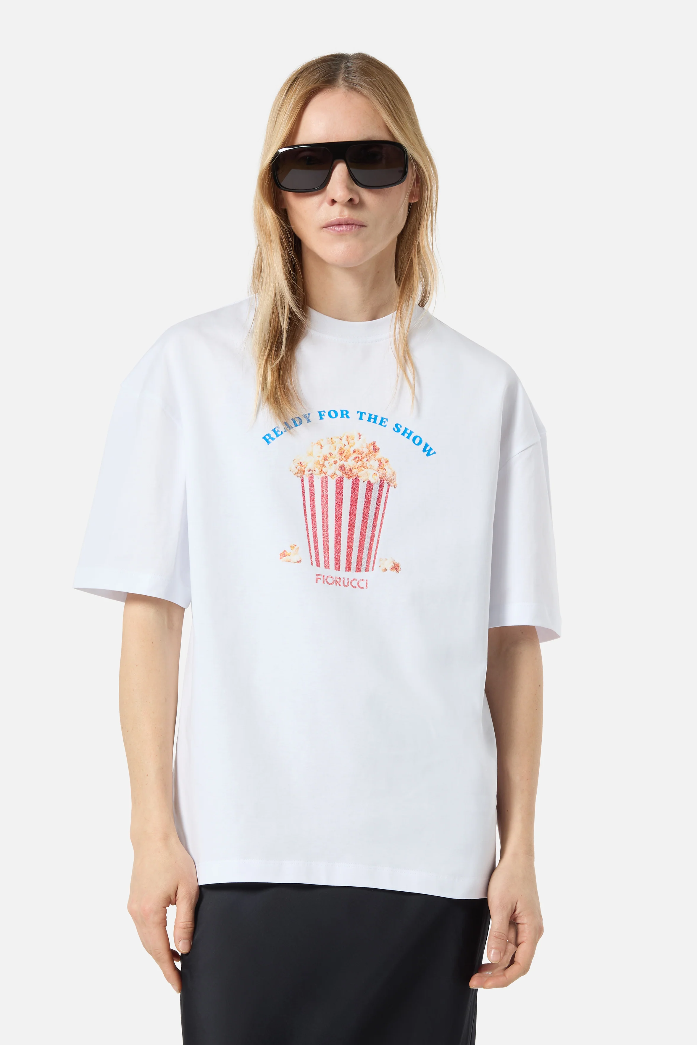 Popcorn Print Relaxed T-Shirt White - Image 3