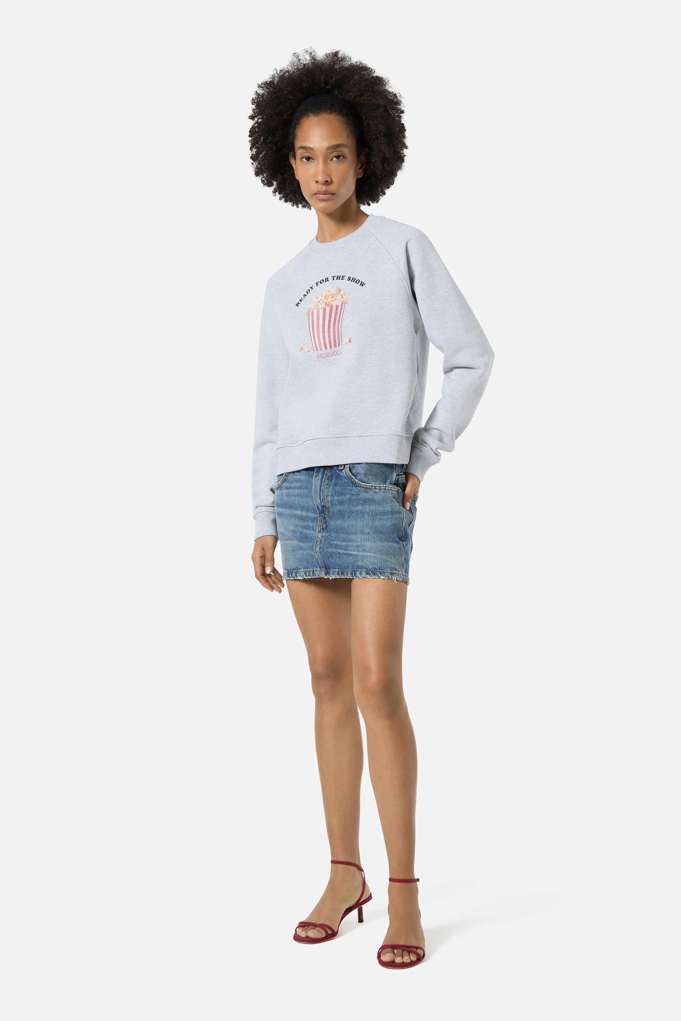 Popcorn Print Slim Sweatshirt Grey - Image 3