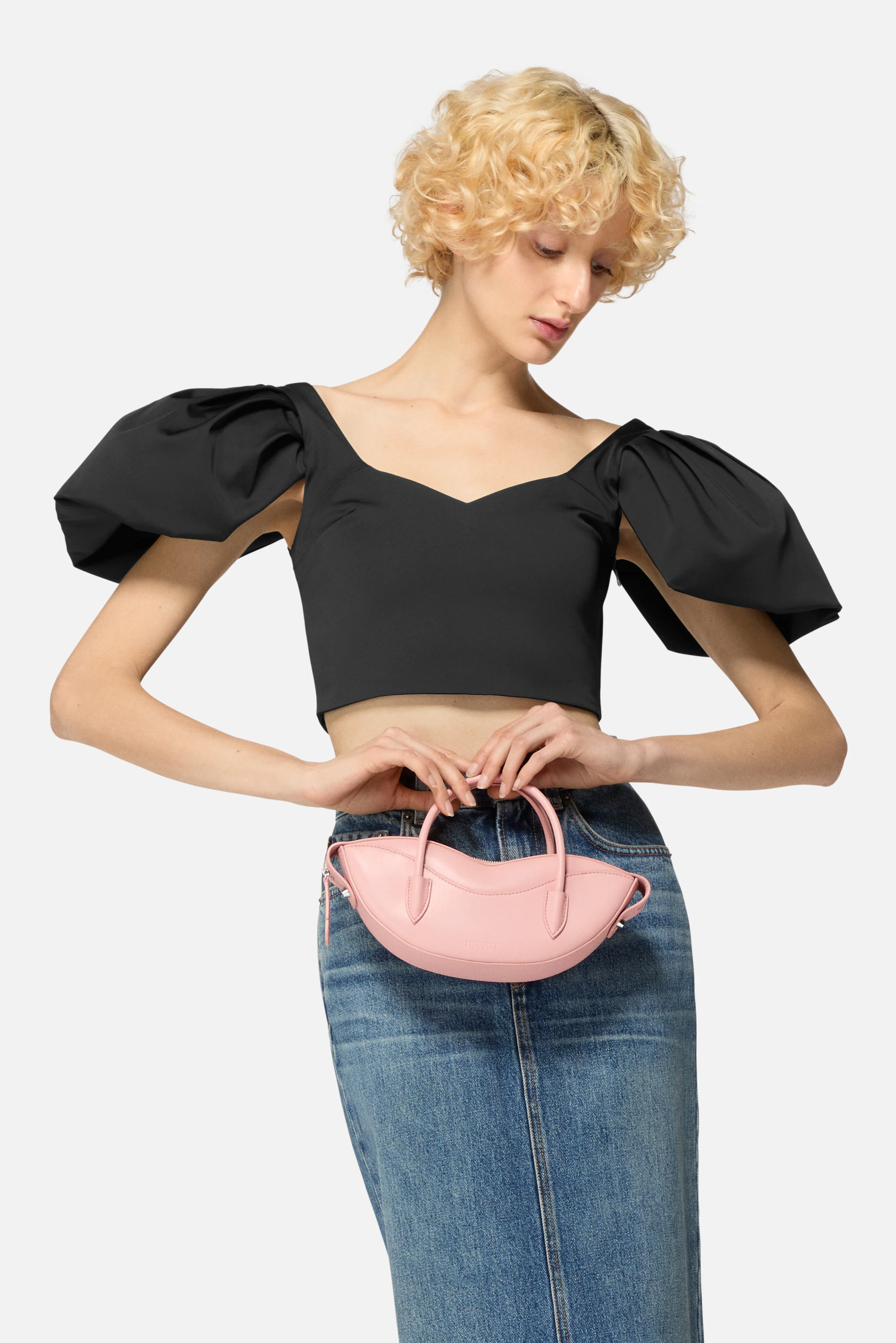 Puff Sleeve Crop Top Black - Image 4