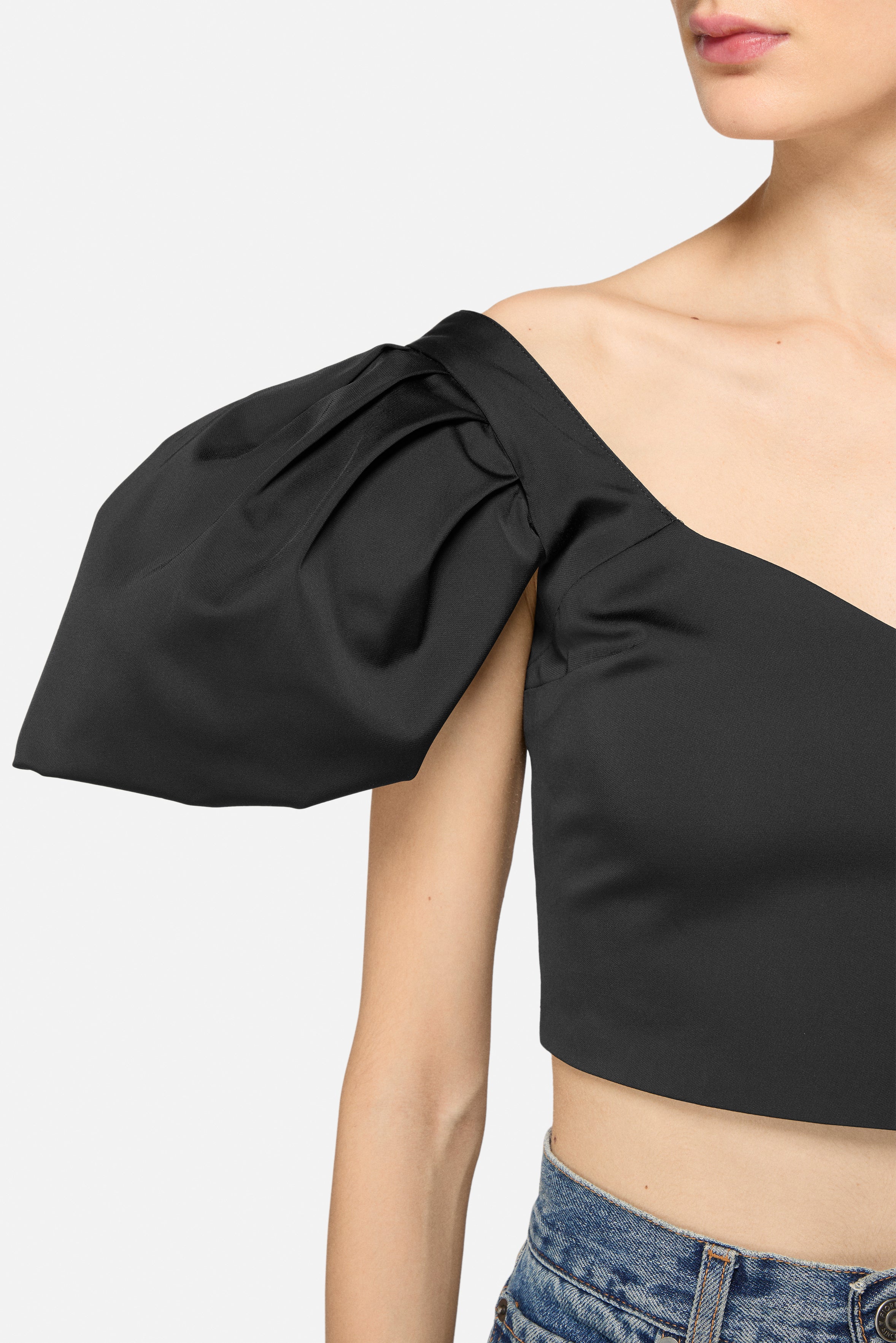 Puff Sleeve Crop Top Black - Image 6