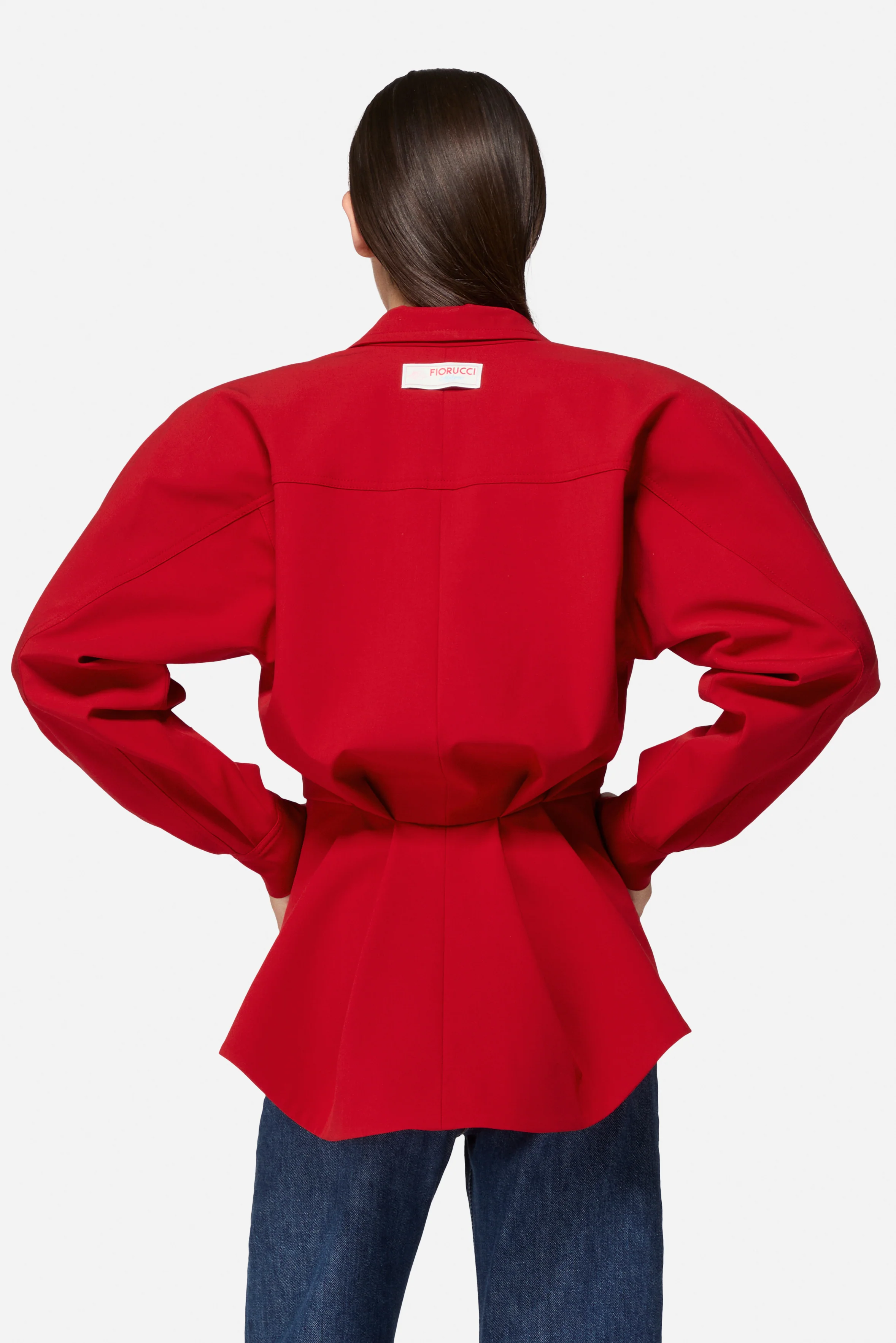 Puff Sleeve Cropped Blazer Red - Image 5