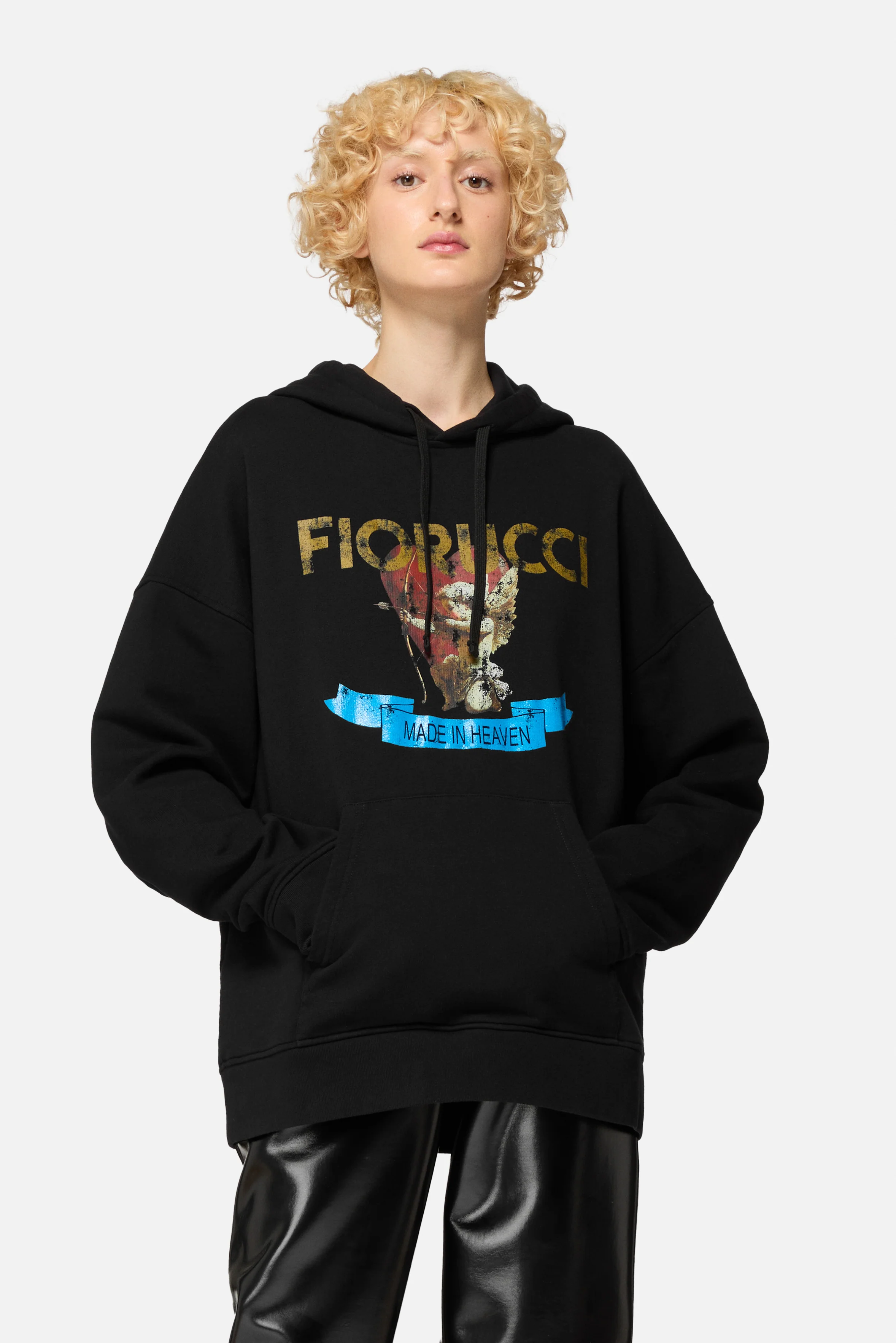 Rock Cupid Logo Relaxed Hoodie Black - Image 4