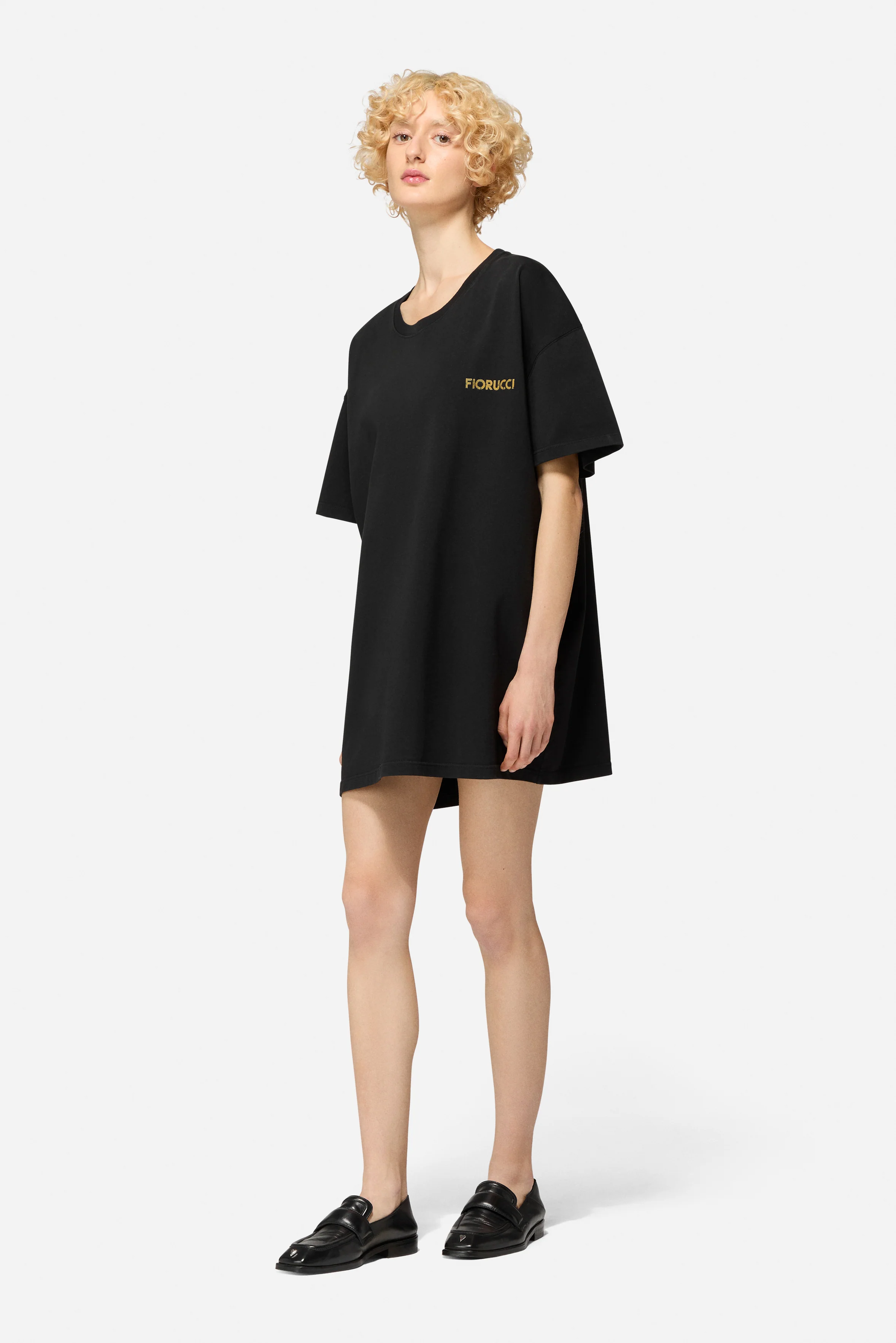 Rock Cupid Print T-Shirt Dress Black - Image 3