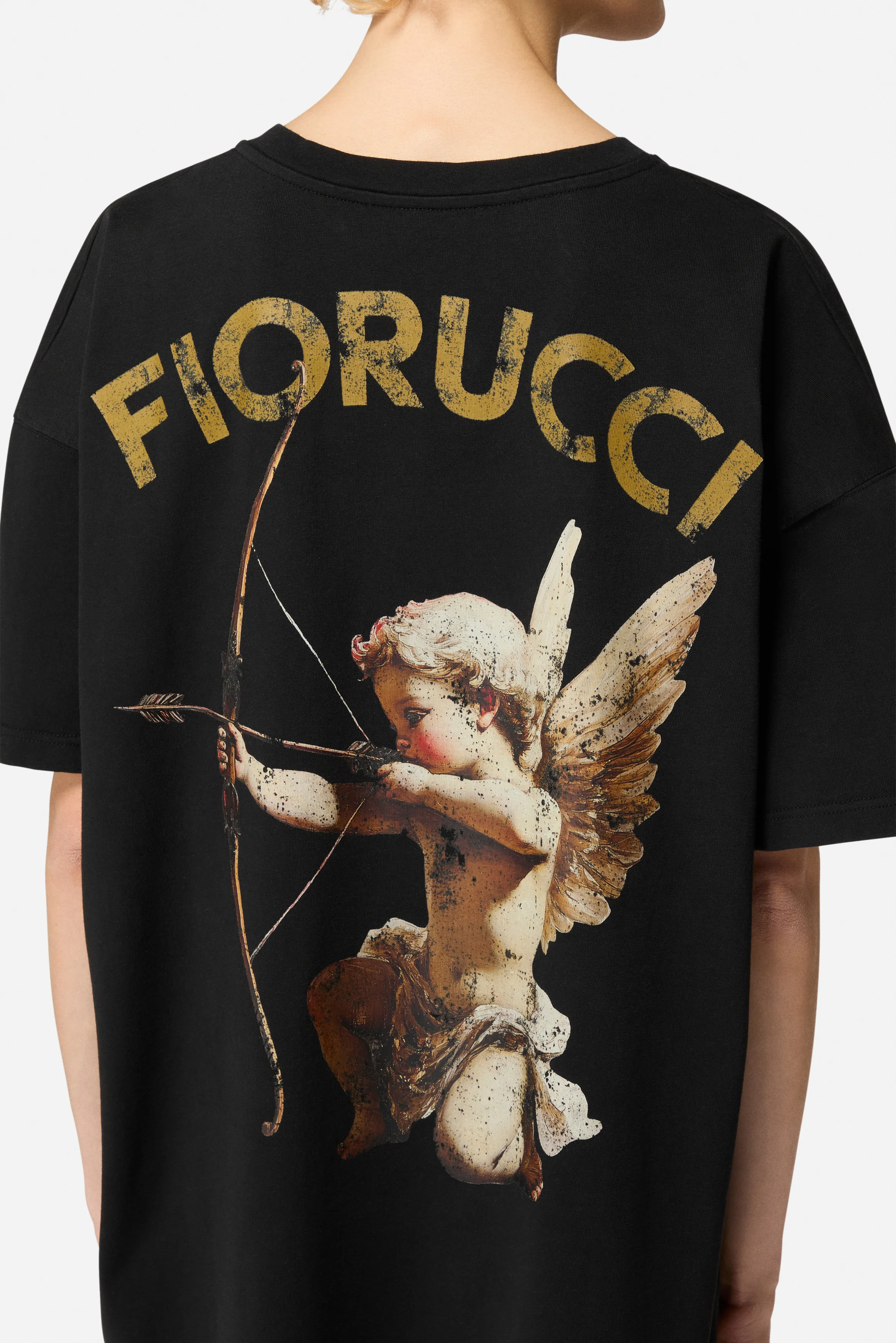 Rock Cupid Print T-Shirt Dress Black - Image 4