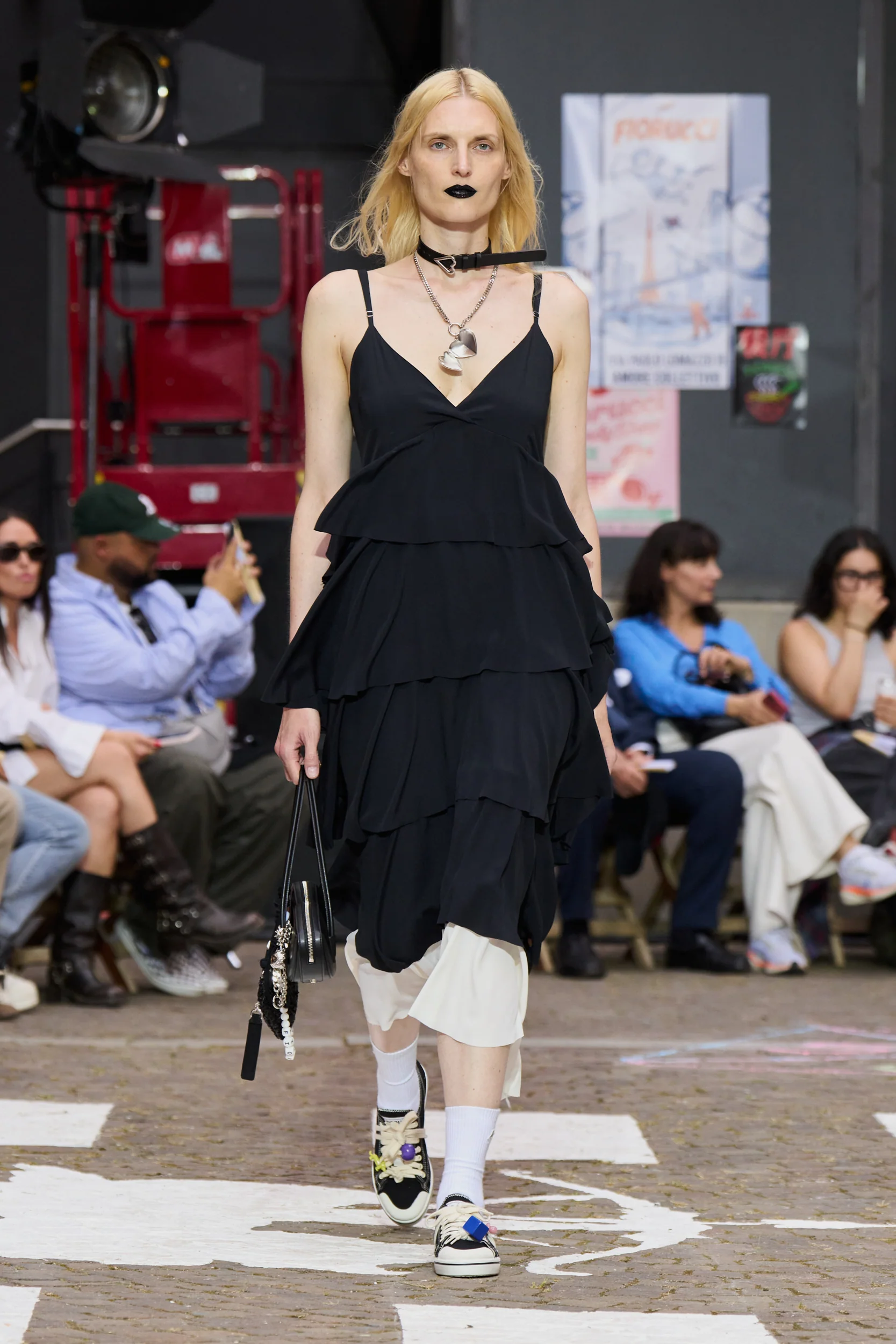 Ruffled Midi Dress Black - Image 3