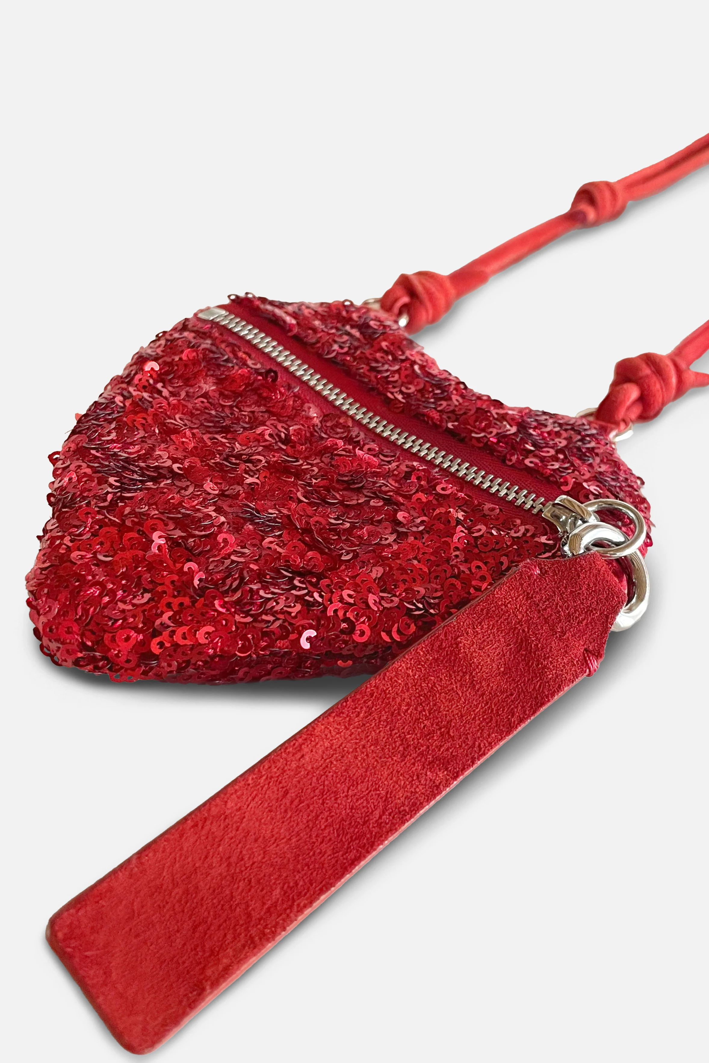Sequin Heart Mini Bag Red - Image 4