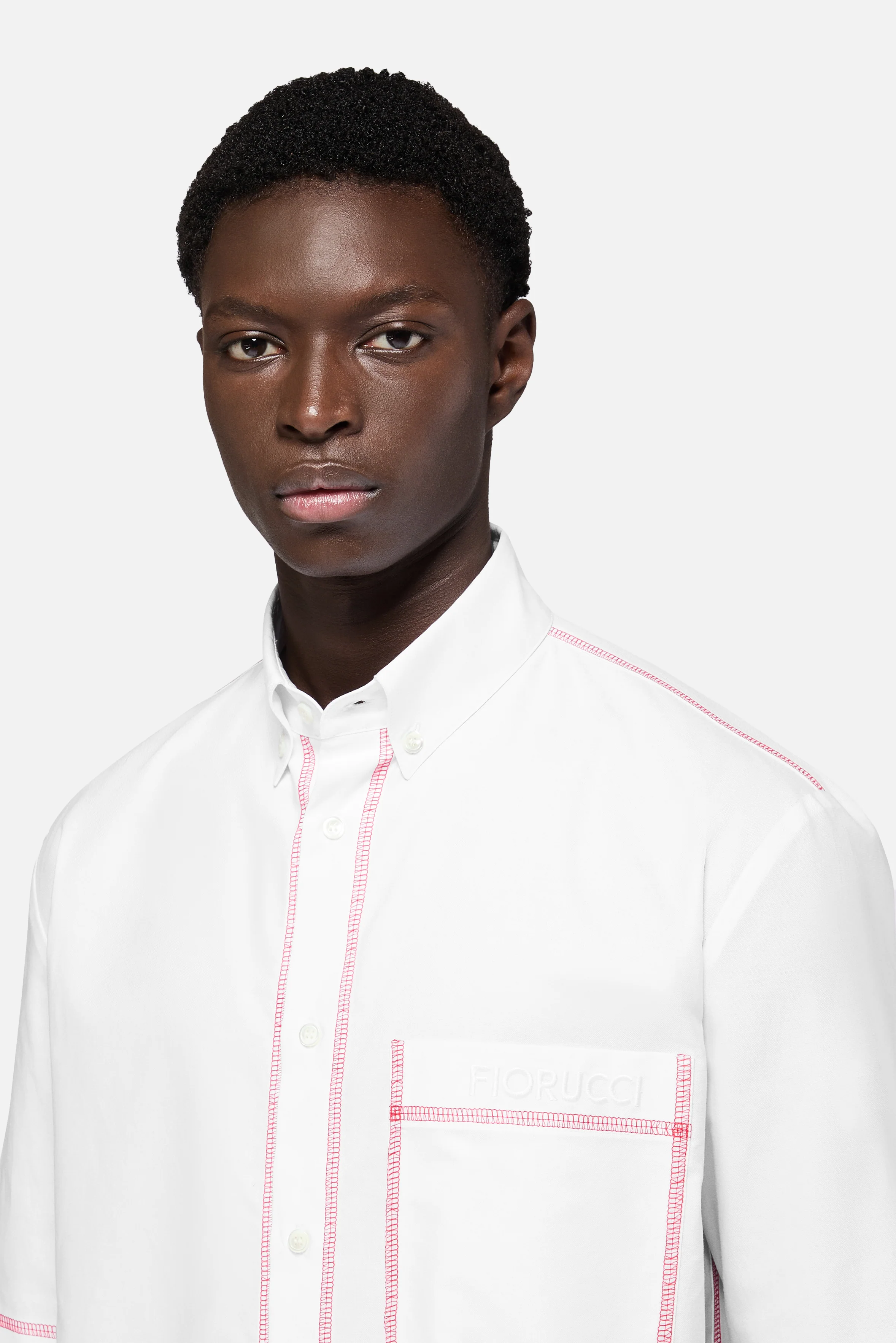 Shirt with Contrast Stitching White - Image 4
