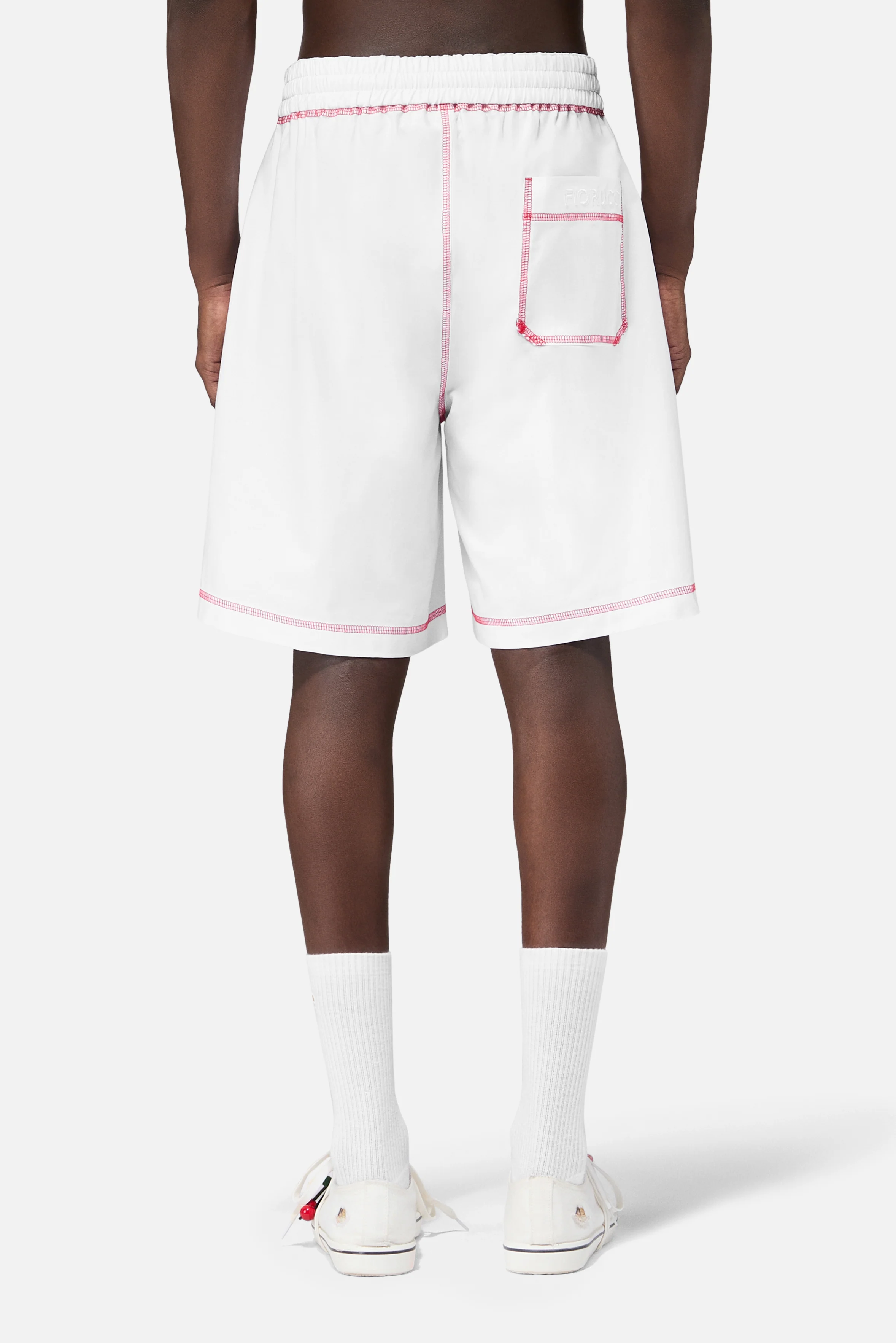Shorts with Contrast Stitching White - Image 3