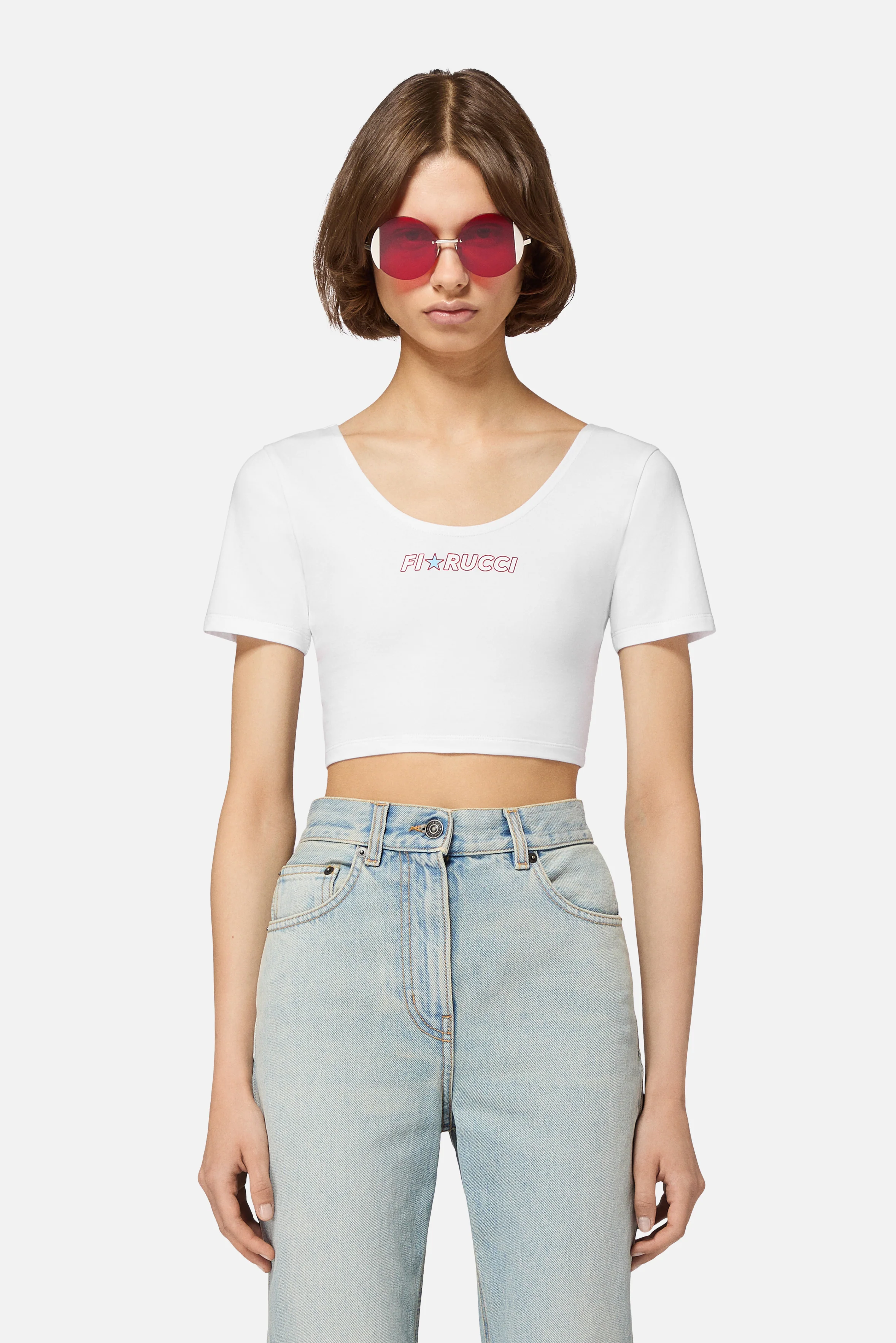 Star Logo Cropped T-Shirt White - Image 2