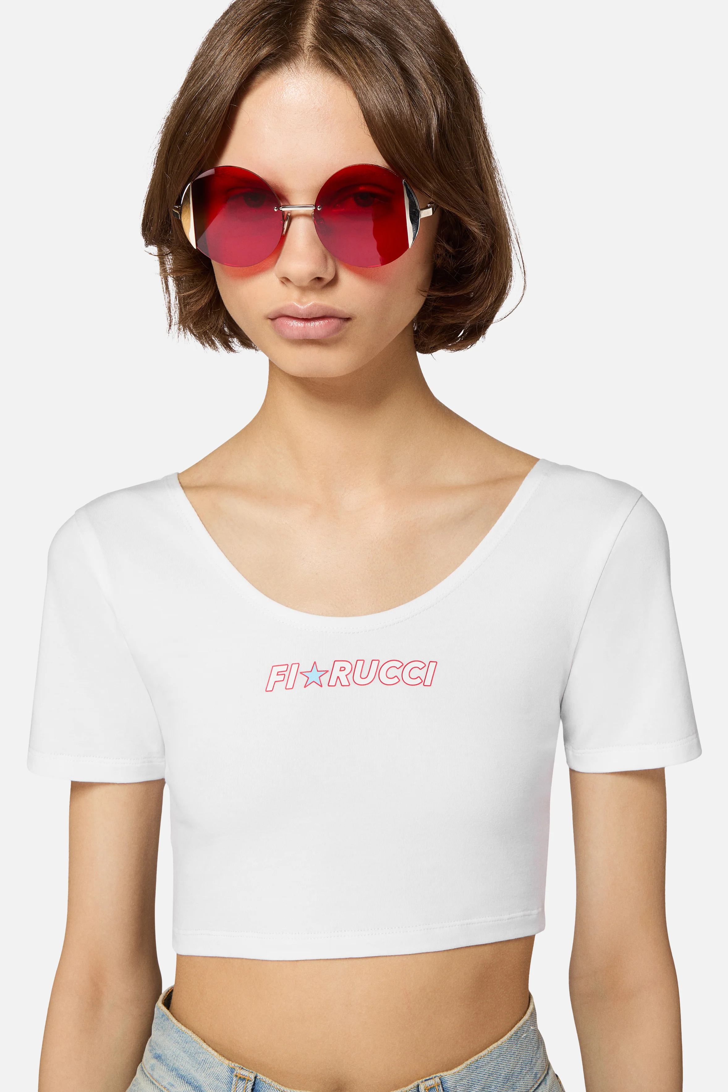 Star Logo Cropped T-Shirt White - Image 4