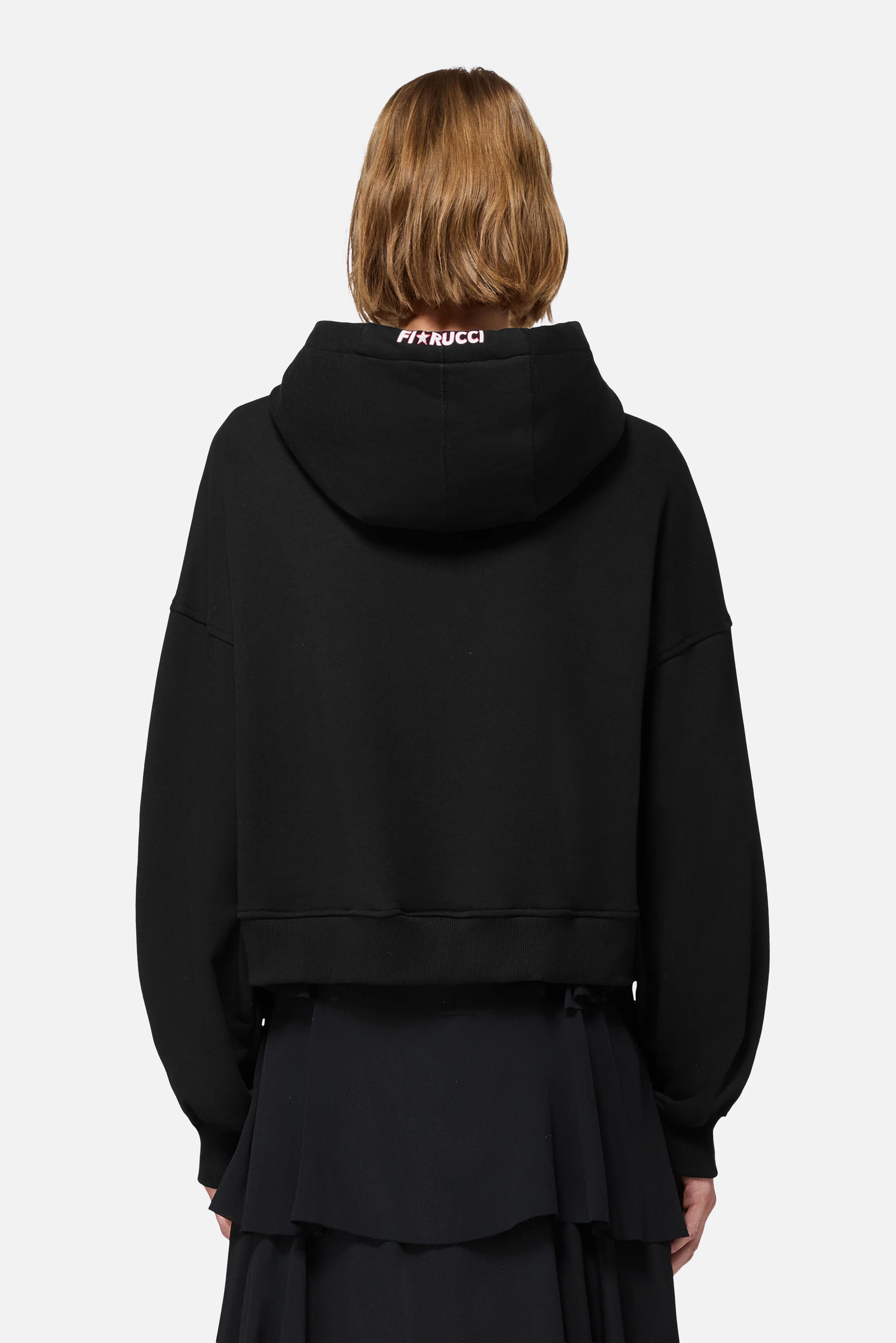 Stars Cropped Hoodie Black - Image 3