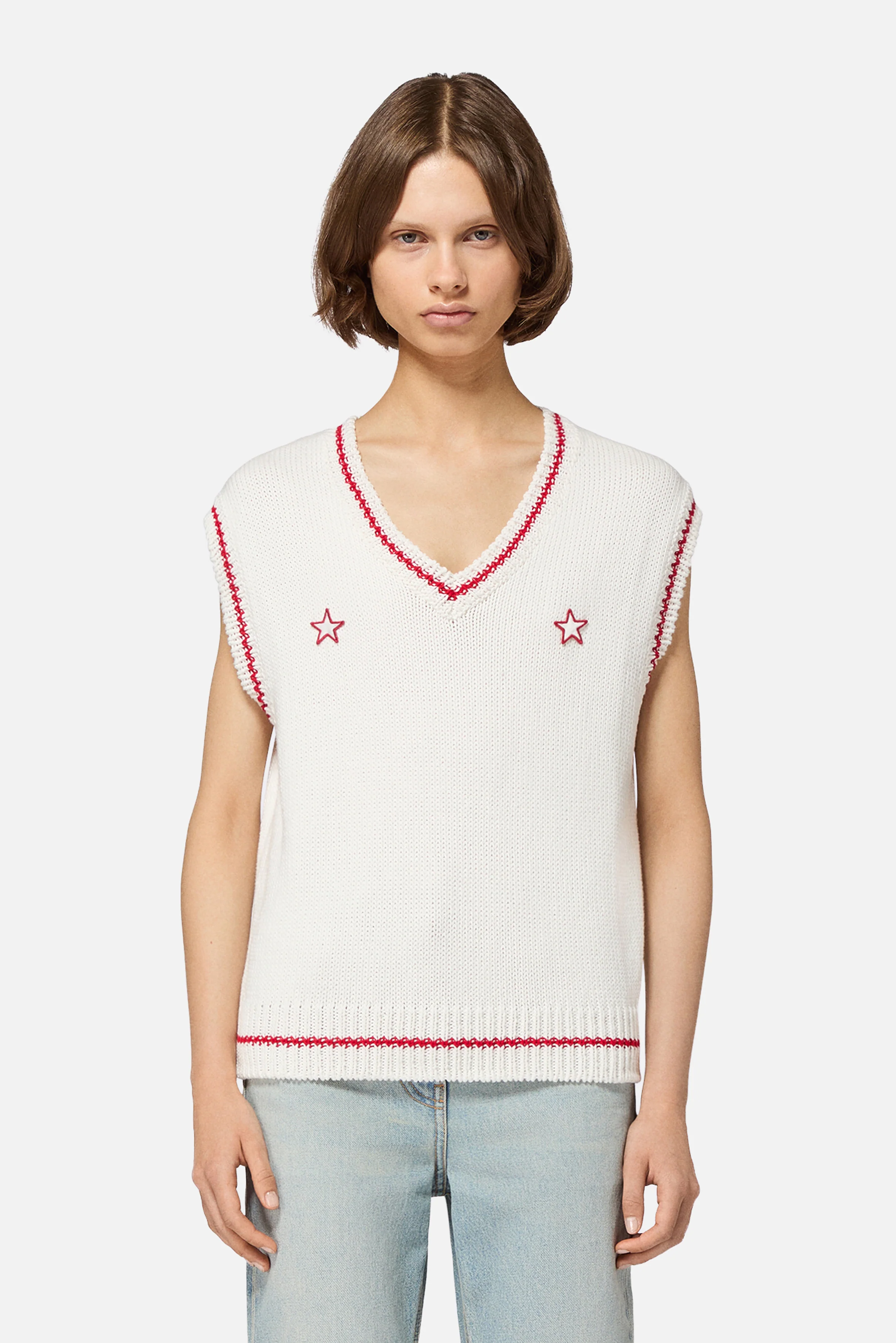 Stars V-Neck Vest White - Image 2