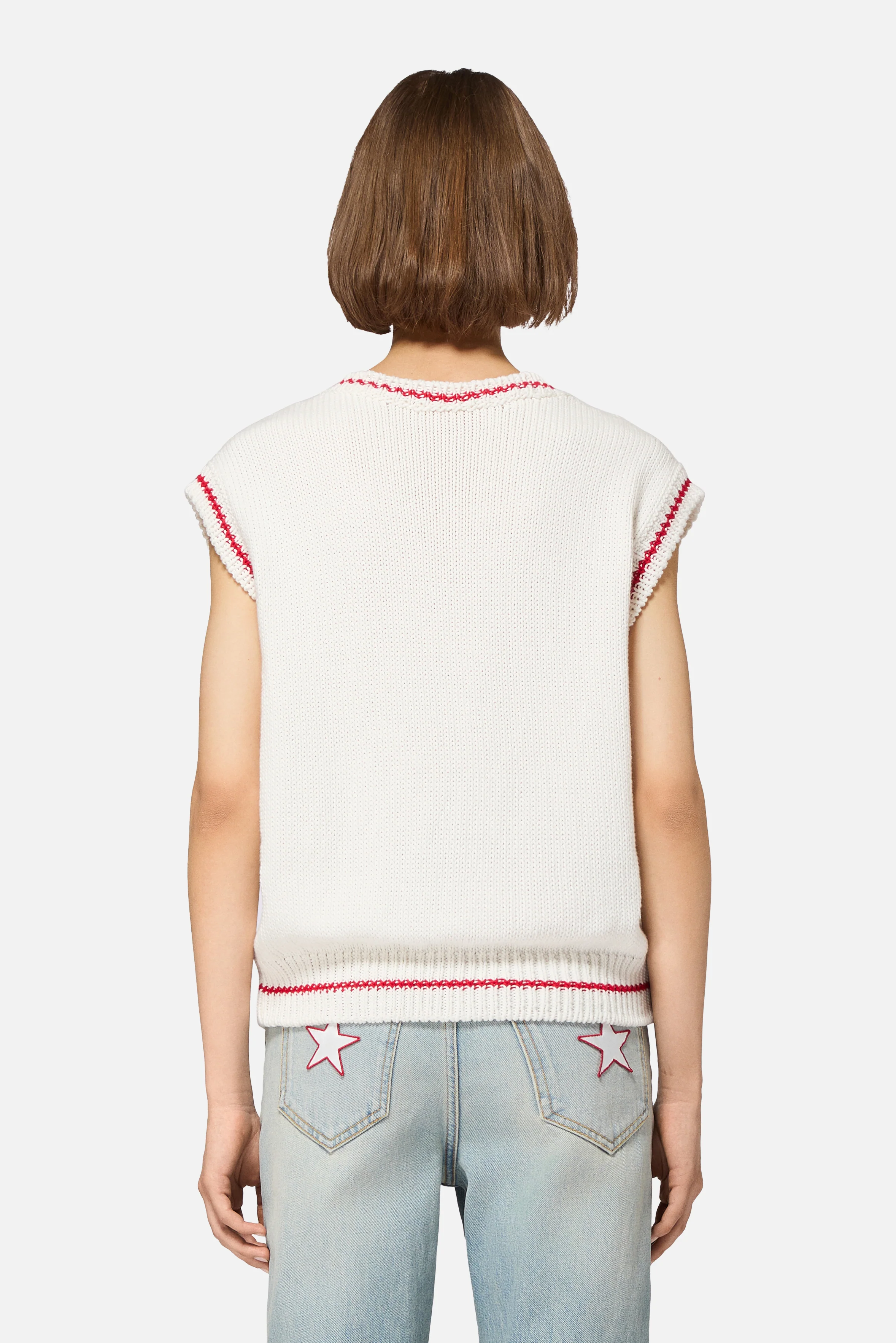 Stars V-Neck Vest White - Image 3