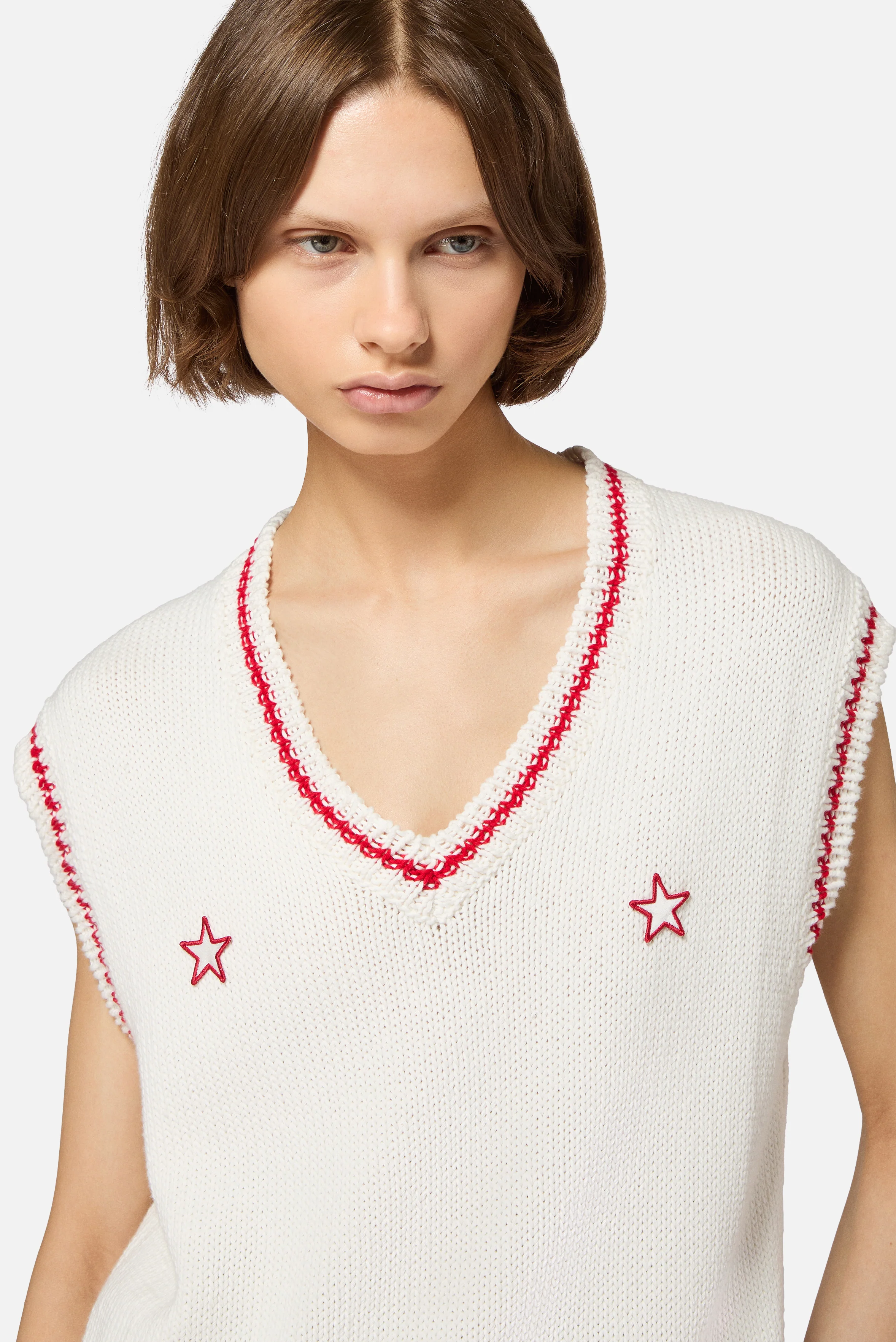 Stars V-Neck Vest White - Image 4