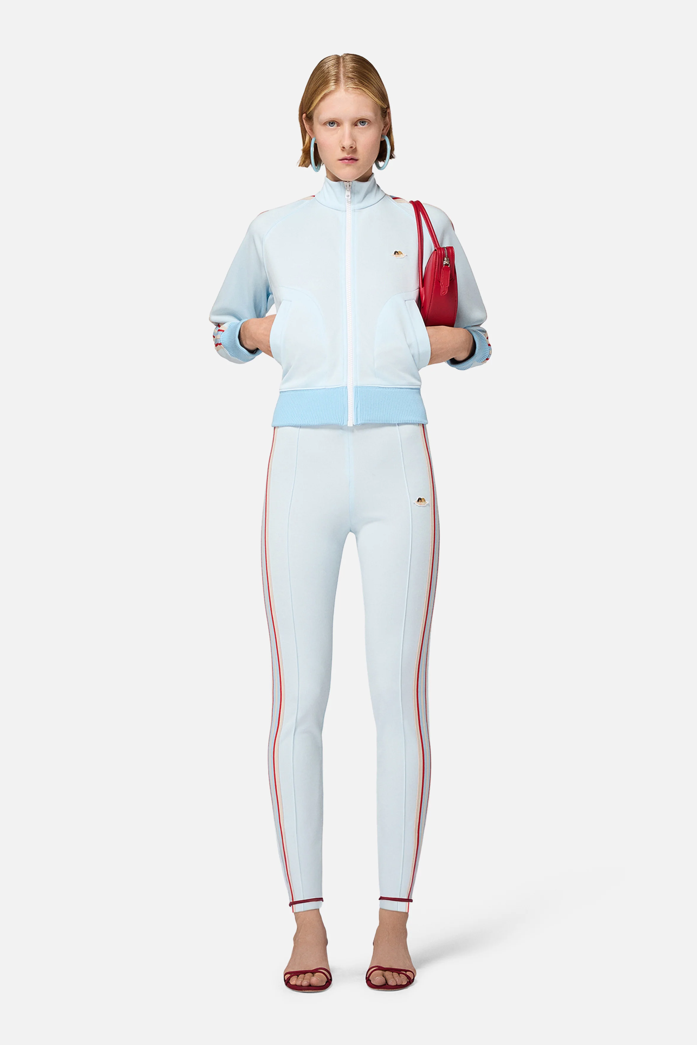 Stripe Angels Patch Leggings Light Blue - Image 3