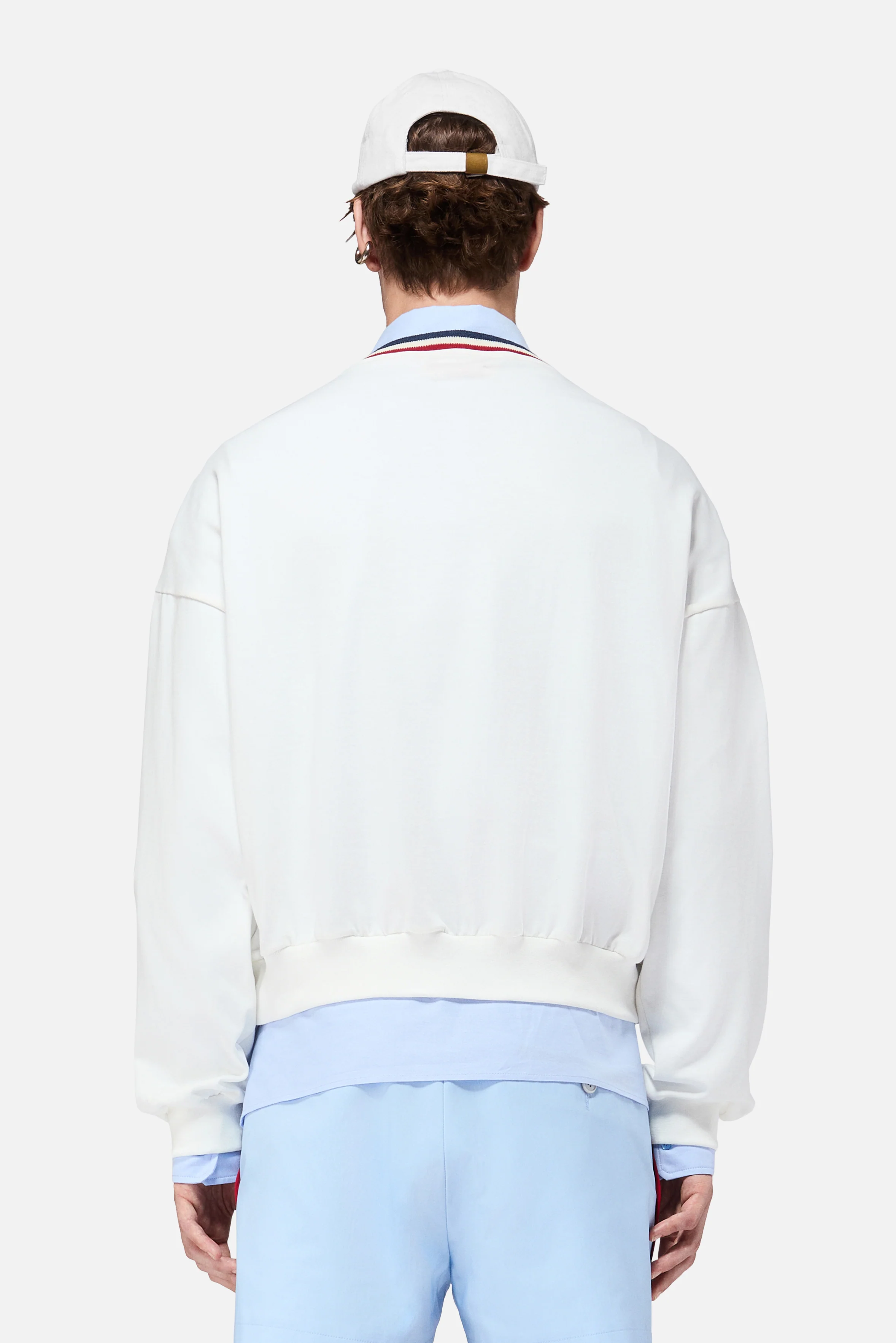 Stripe Collar Sweatshirt White - Image 3