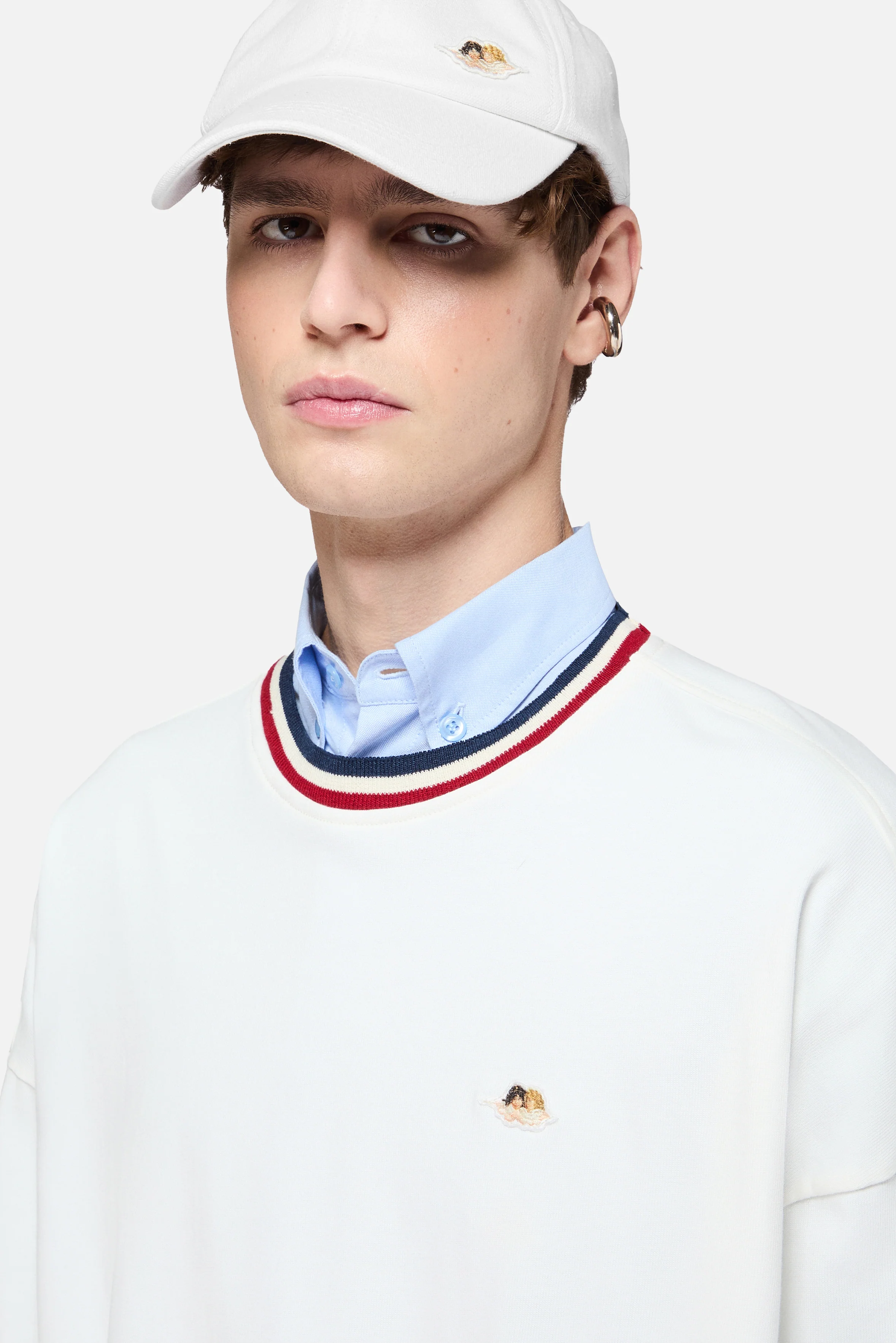 Stripe Collar Sweatshirt White - Image 4