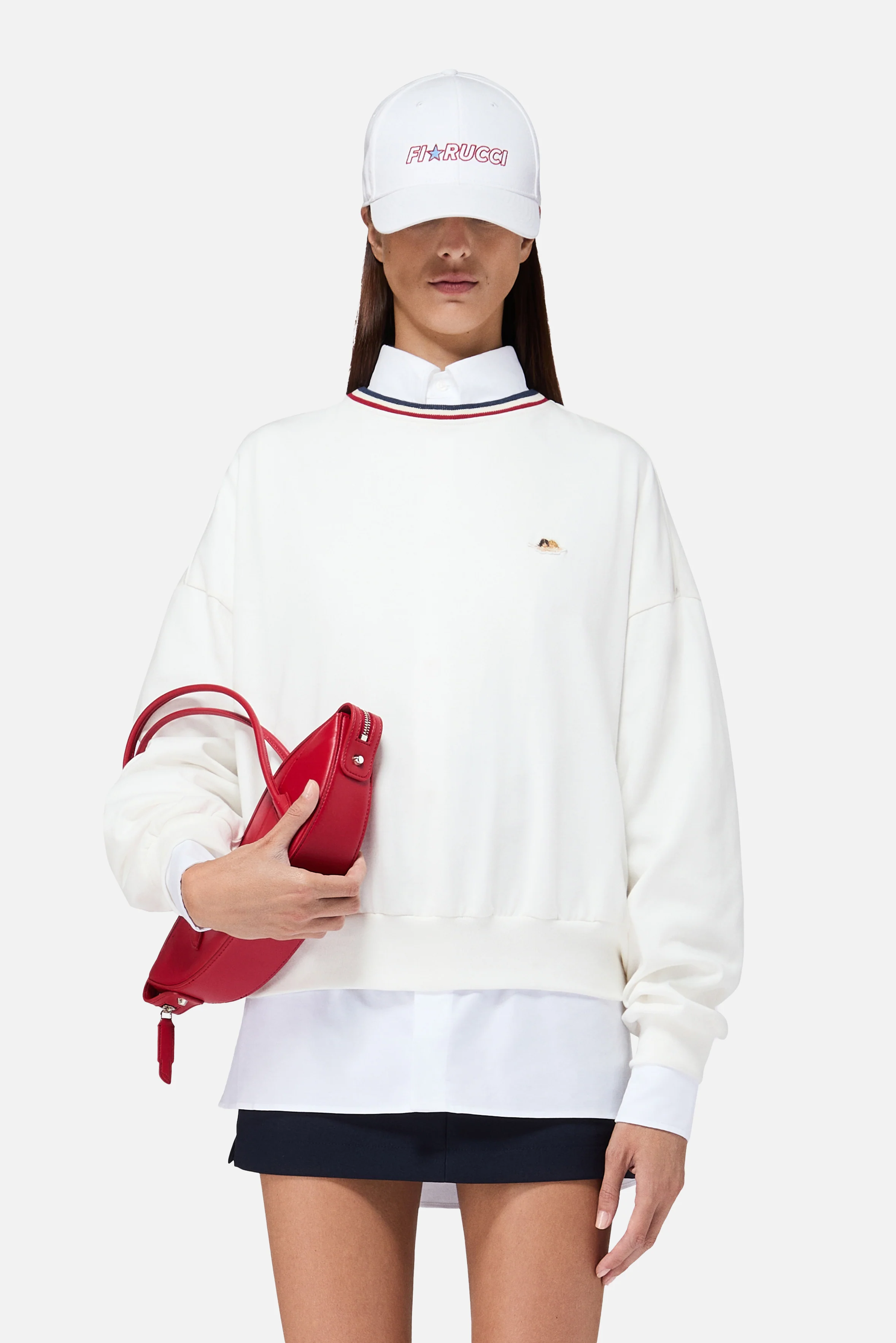 Stripe Collar Sweatshirt White