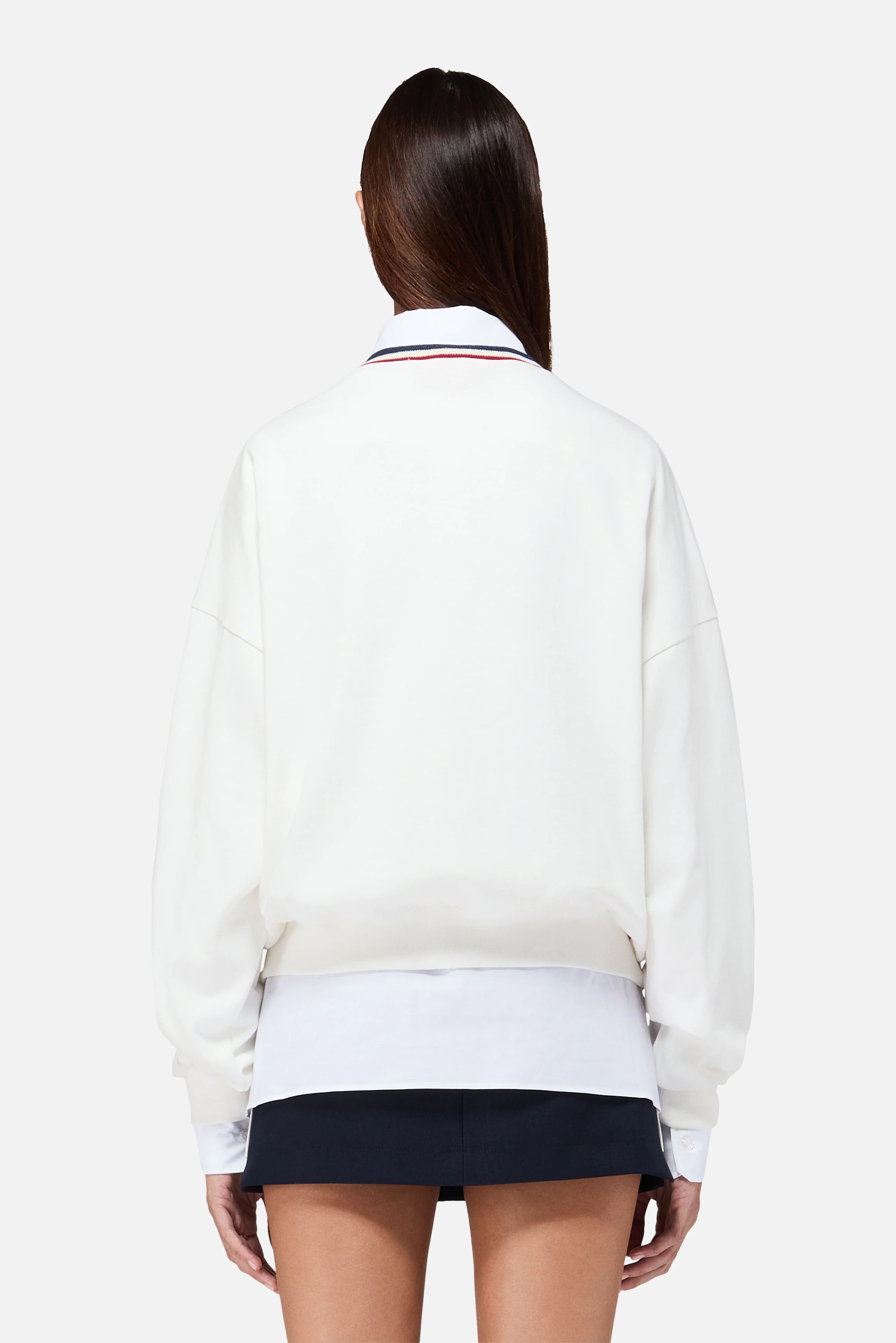 Stripe Collar Sweatshirt White - Image 3