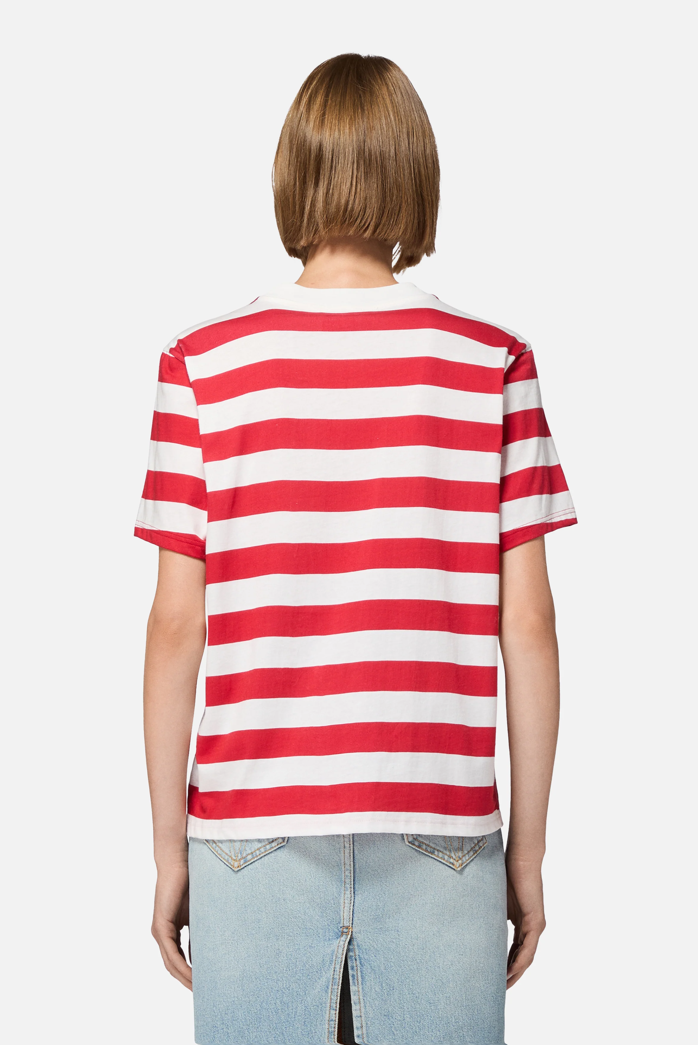 Striped Logo Regular T-Shirt Red - Image 3