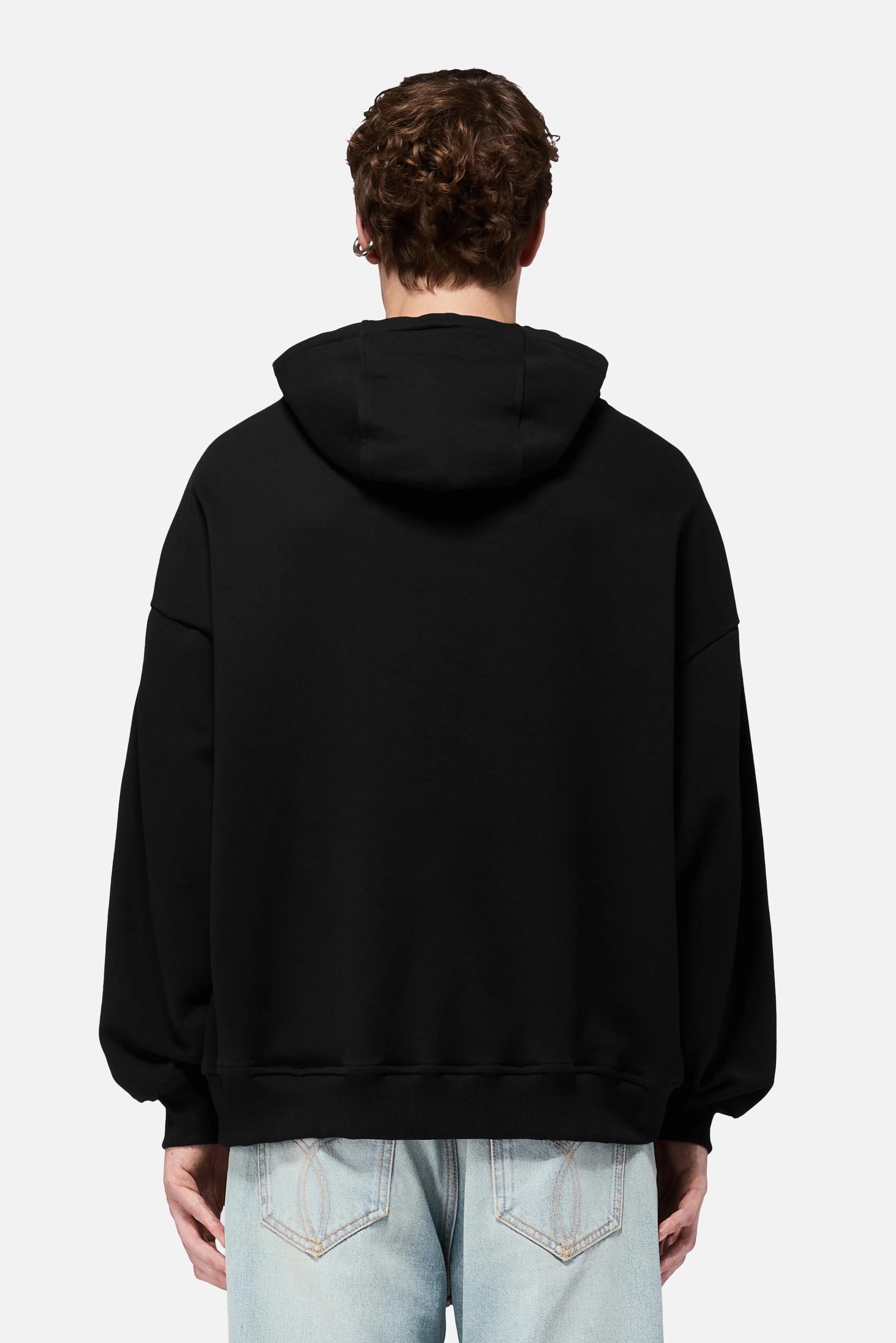 Striped Star Logo Relaxed Hoodie Black - Image 3