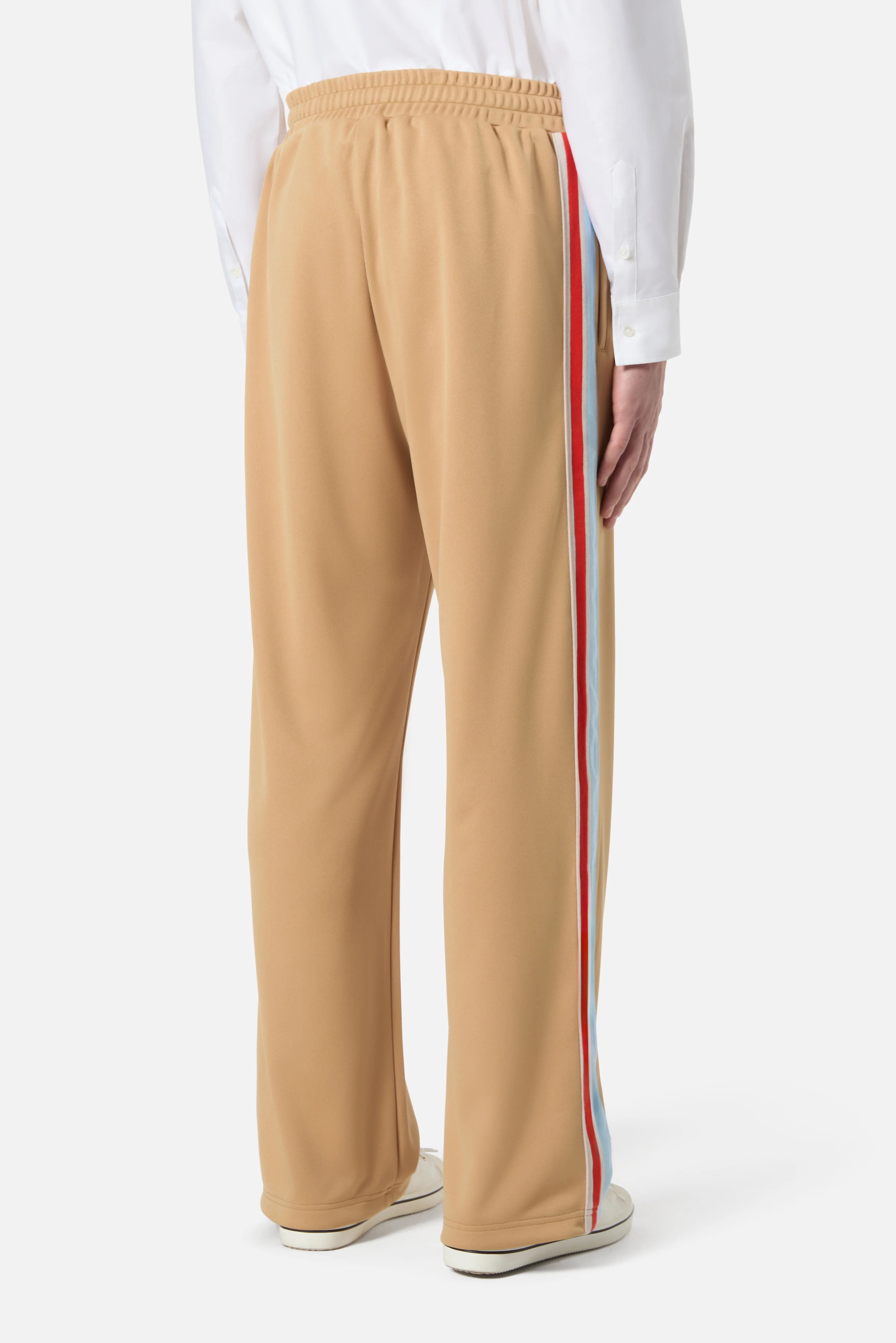Striped Star Logo Track Trousers Beige - Image 4