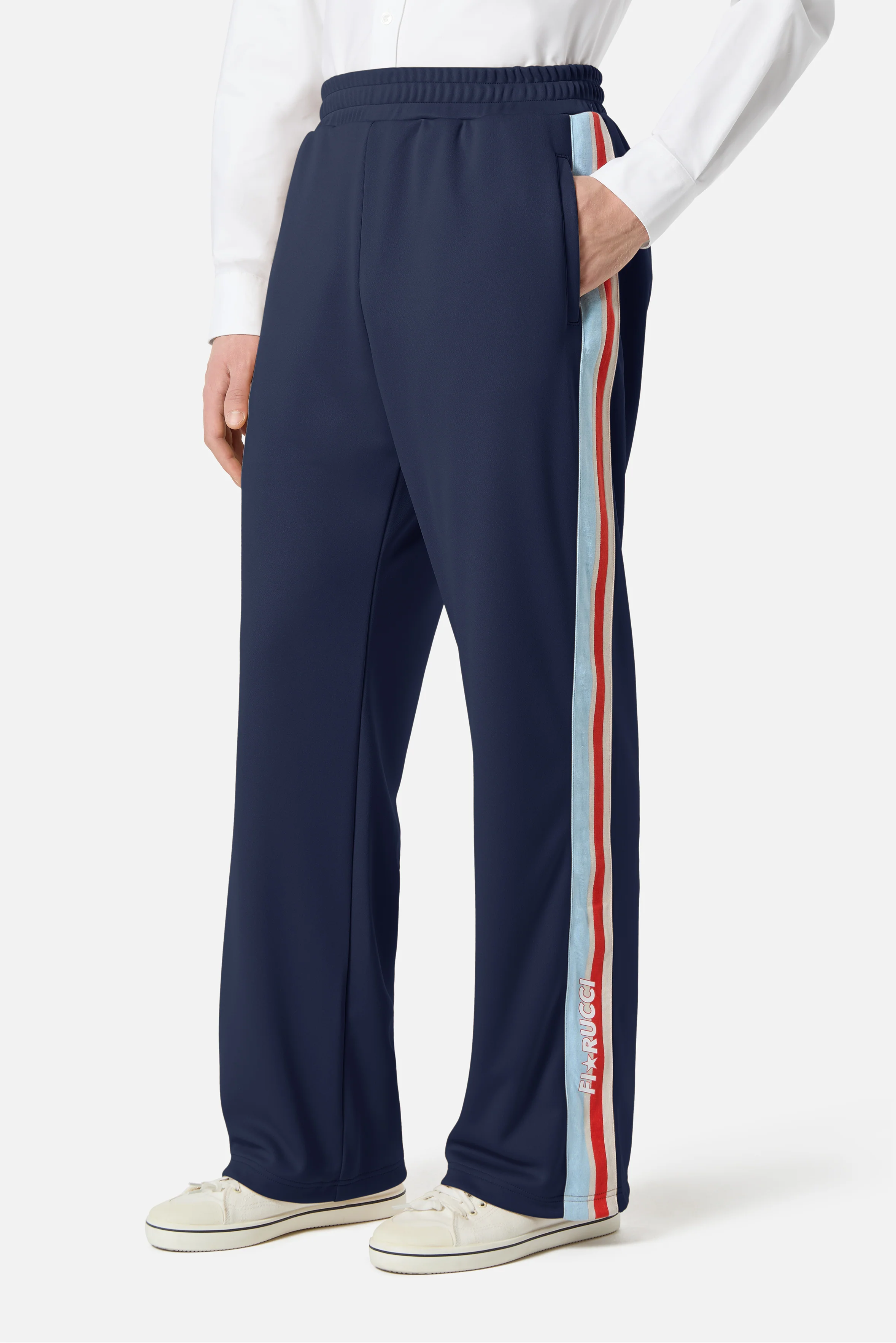 Striped Star Logo Track Trousers Navy - Image 3