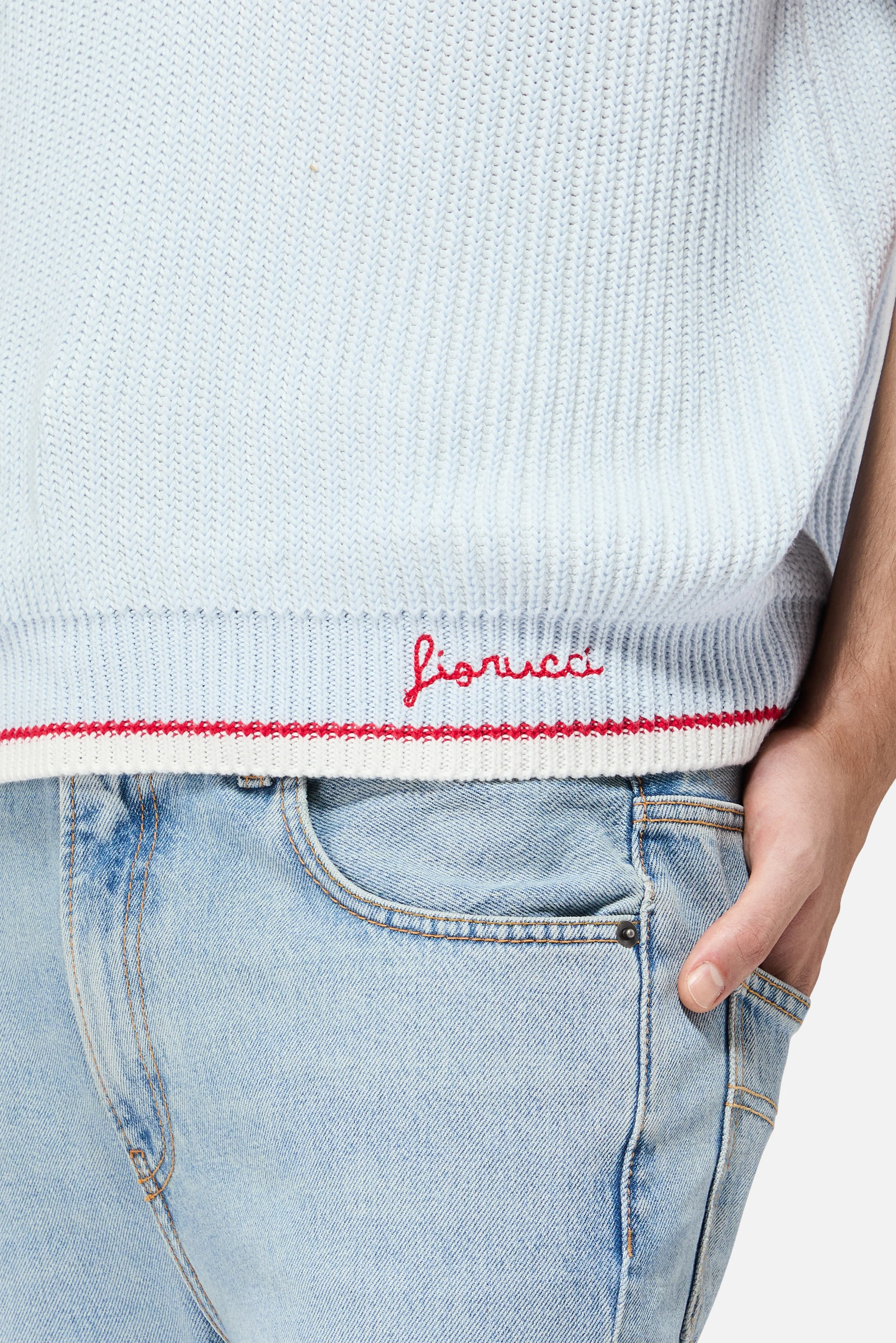 Striped V-Neck Vest Light Blue - Image 5