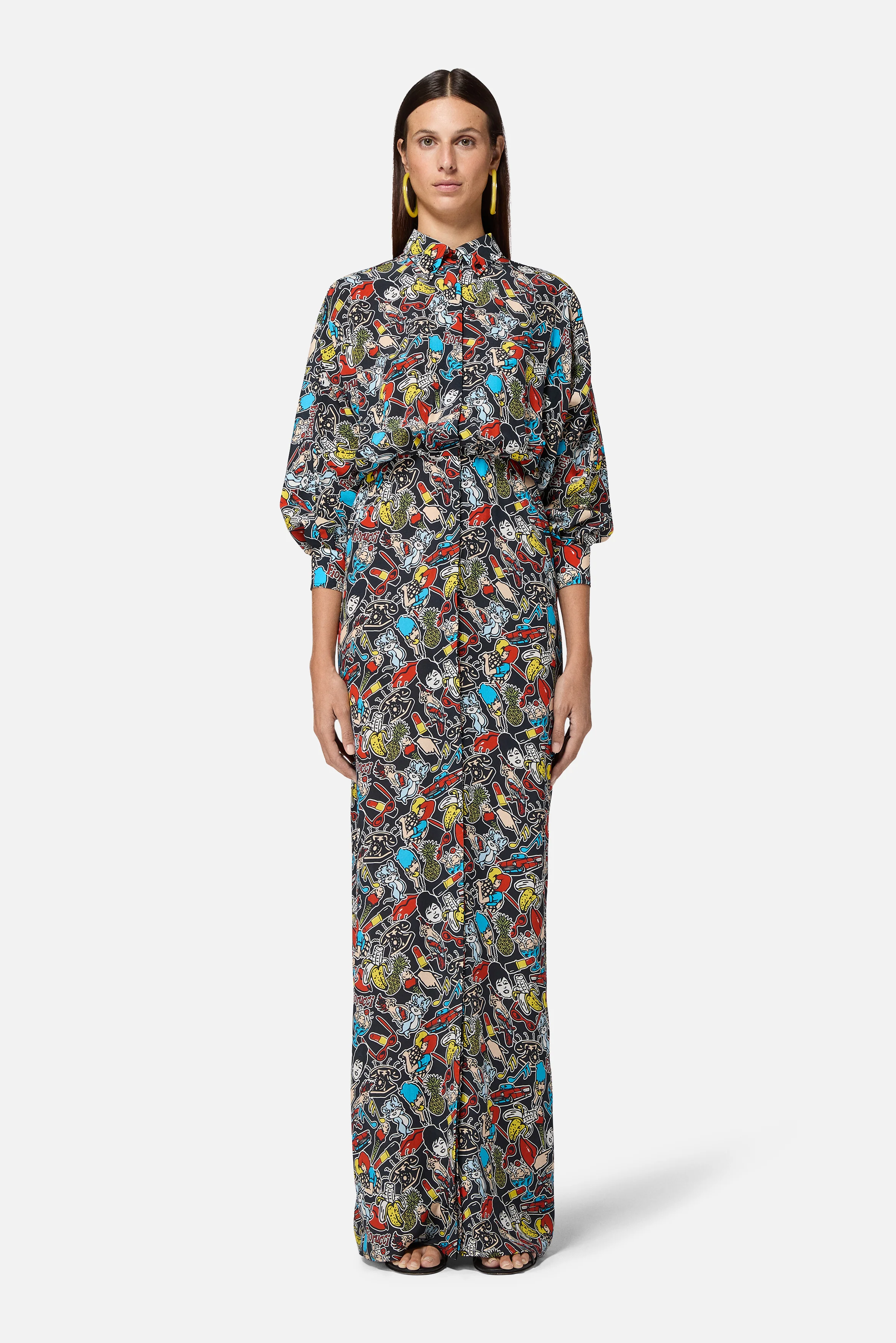Toys Print Maxi Shirt Dress Black - Image 2