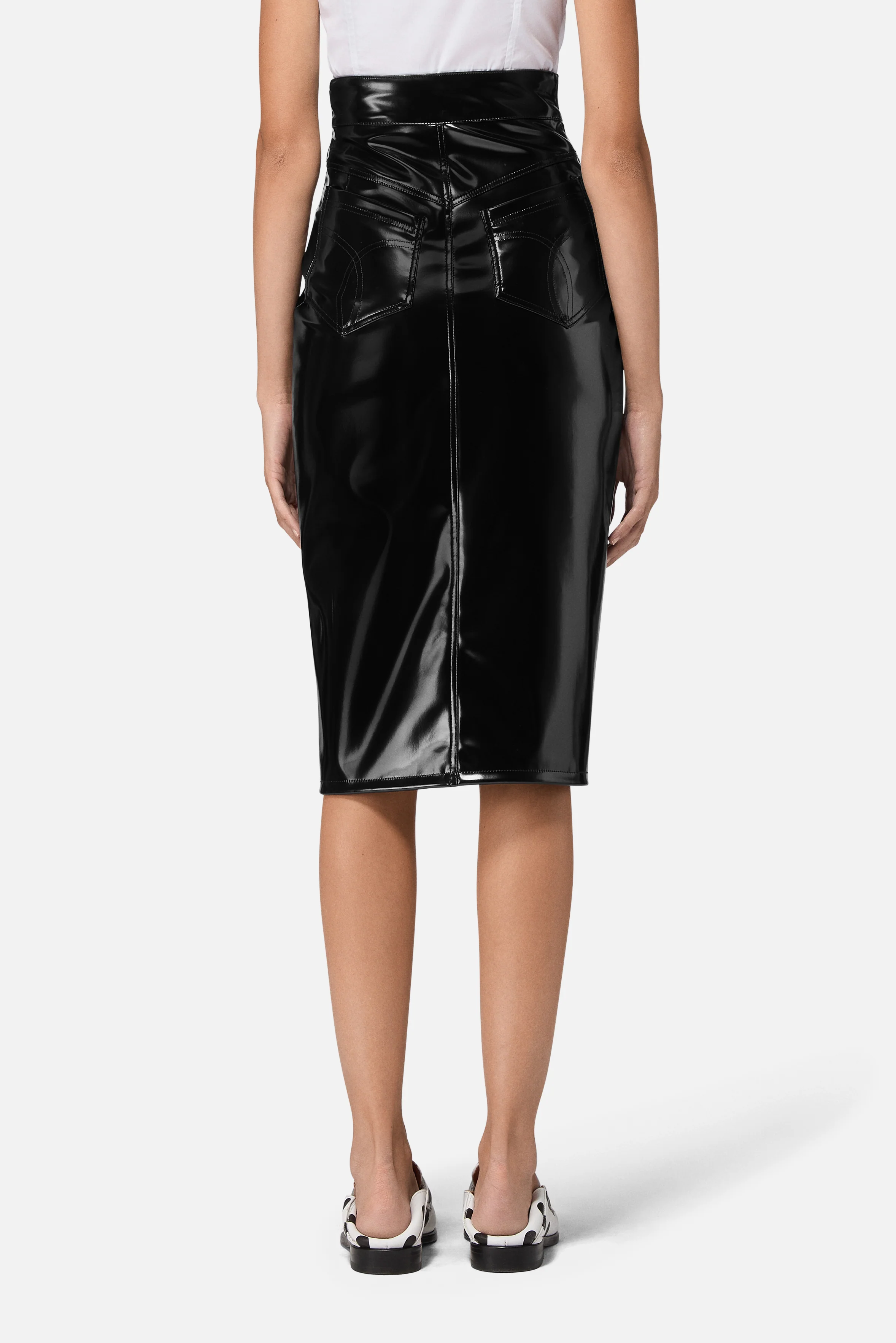 Vinyl Zippered Midi Skirt Black - Image 4