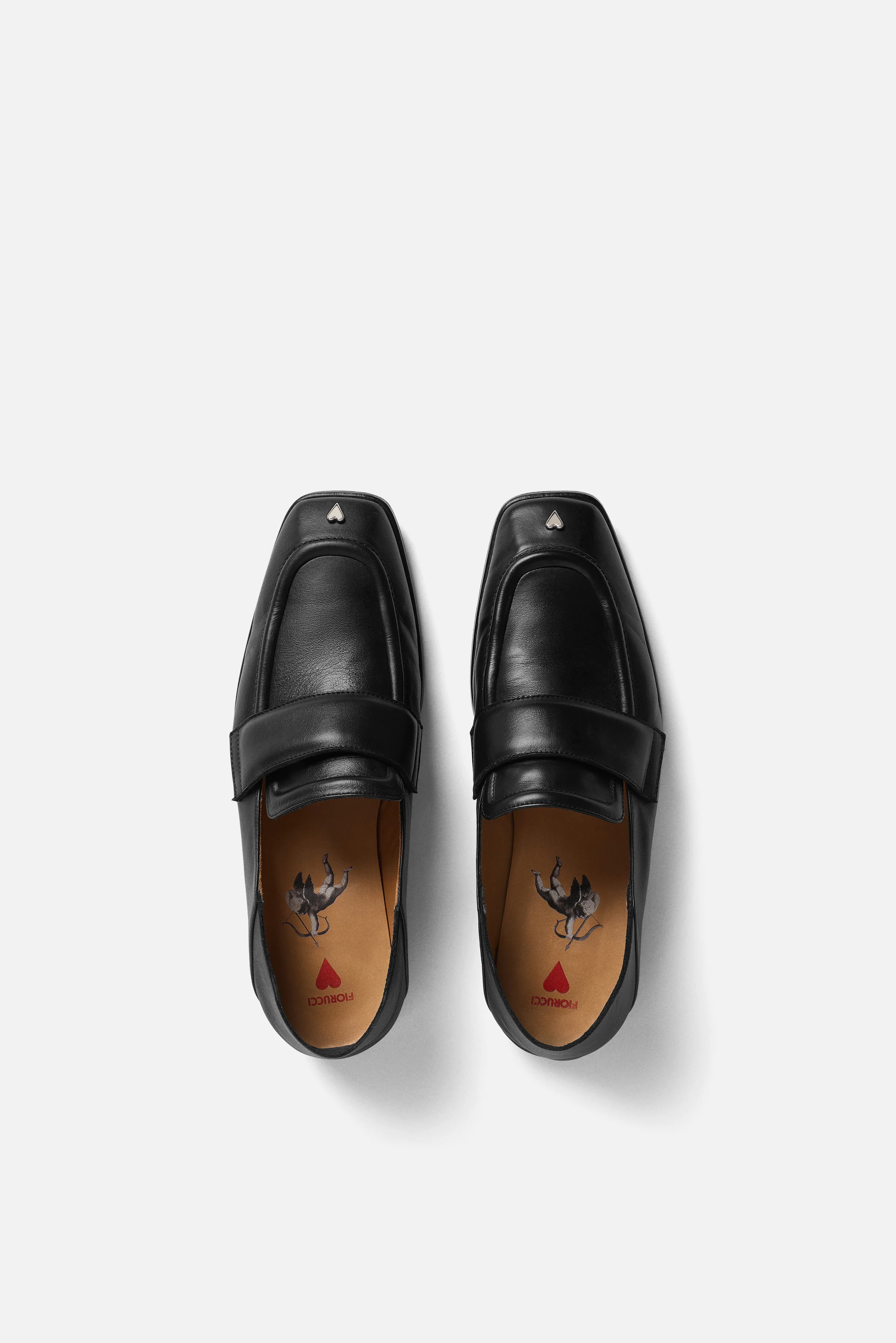 Womens Leather Heart Stud Loafers Black - Image 4