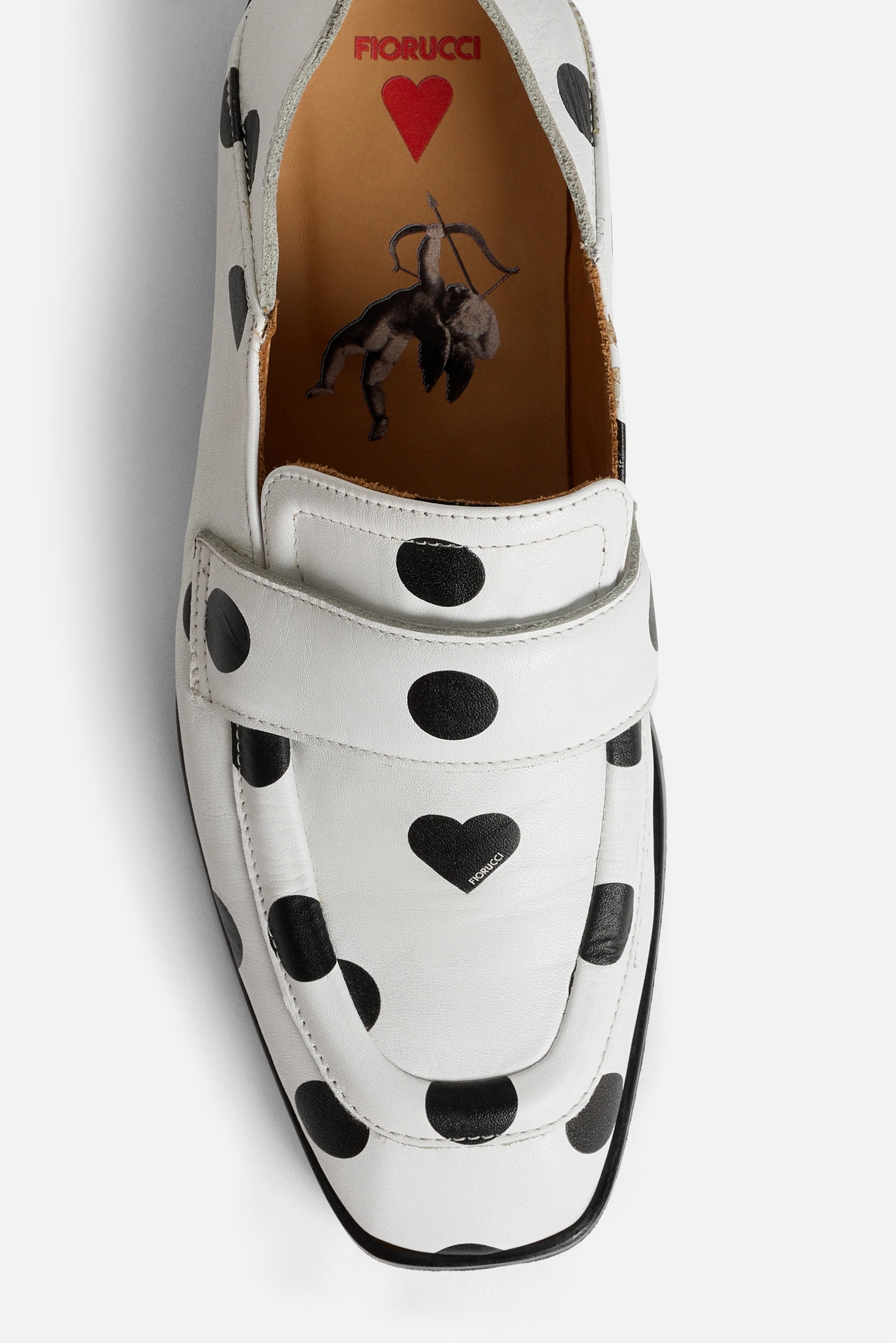 Womens Polka Dot Leather Loafers White - Image 4