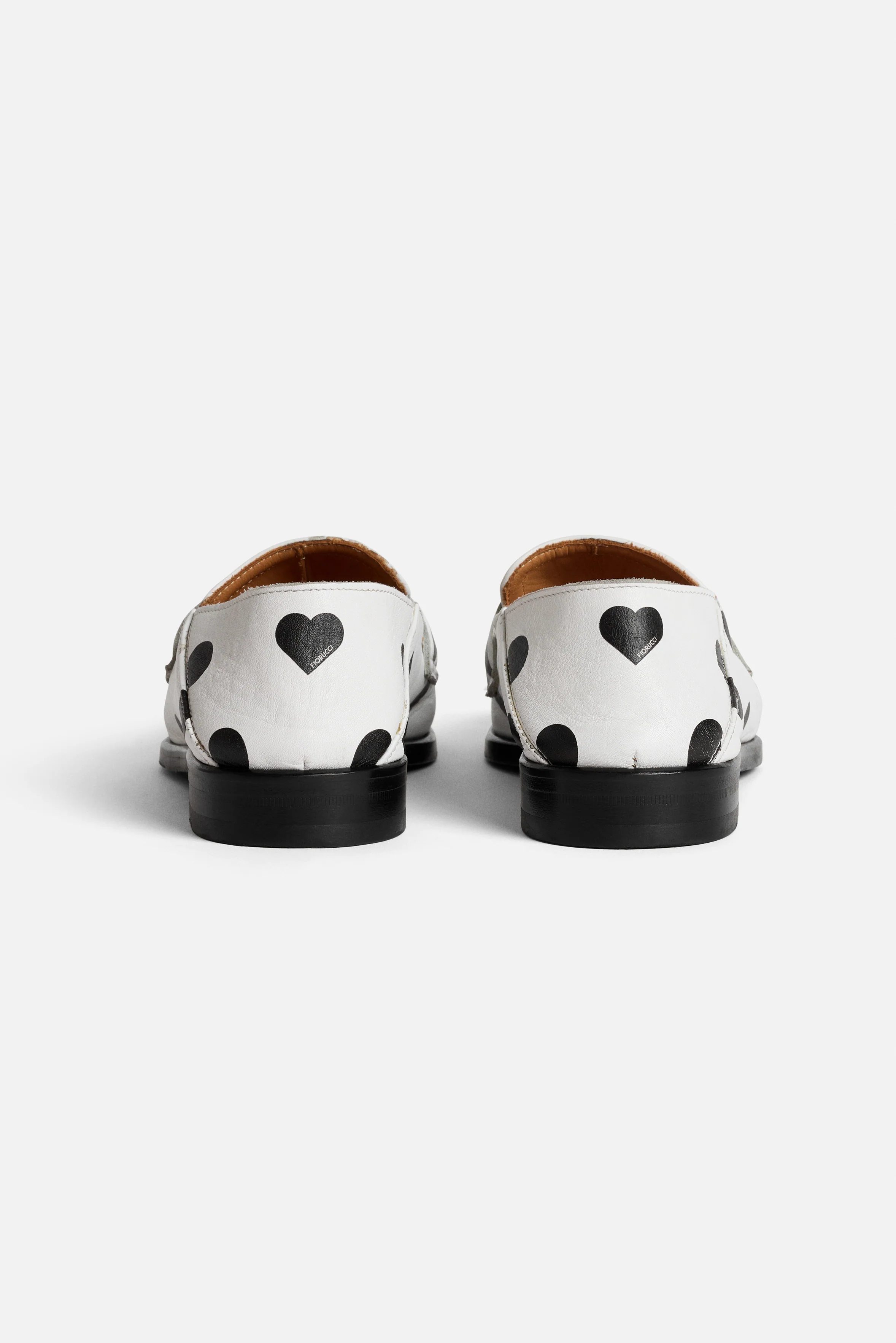 Womens Polka Dot Leather Loafers White - Image 5