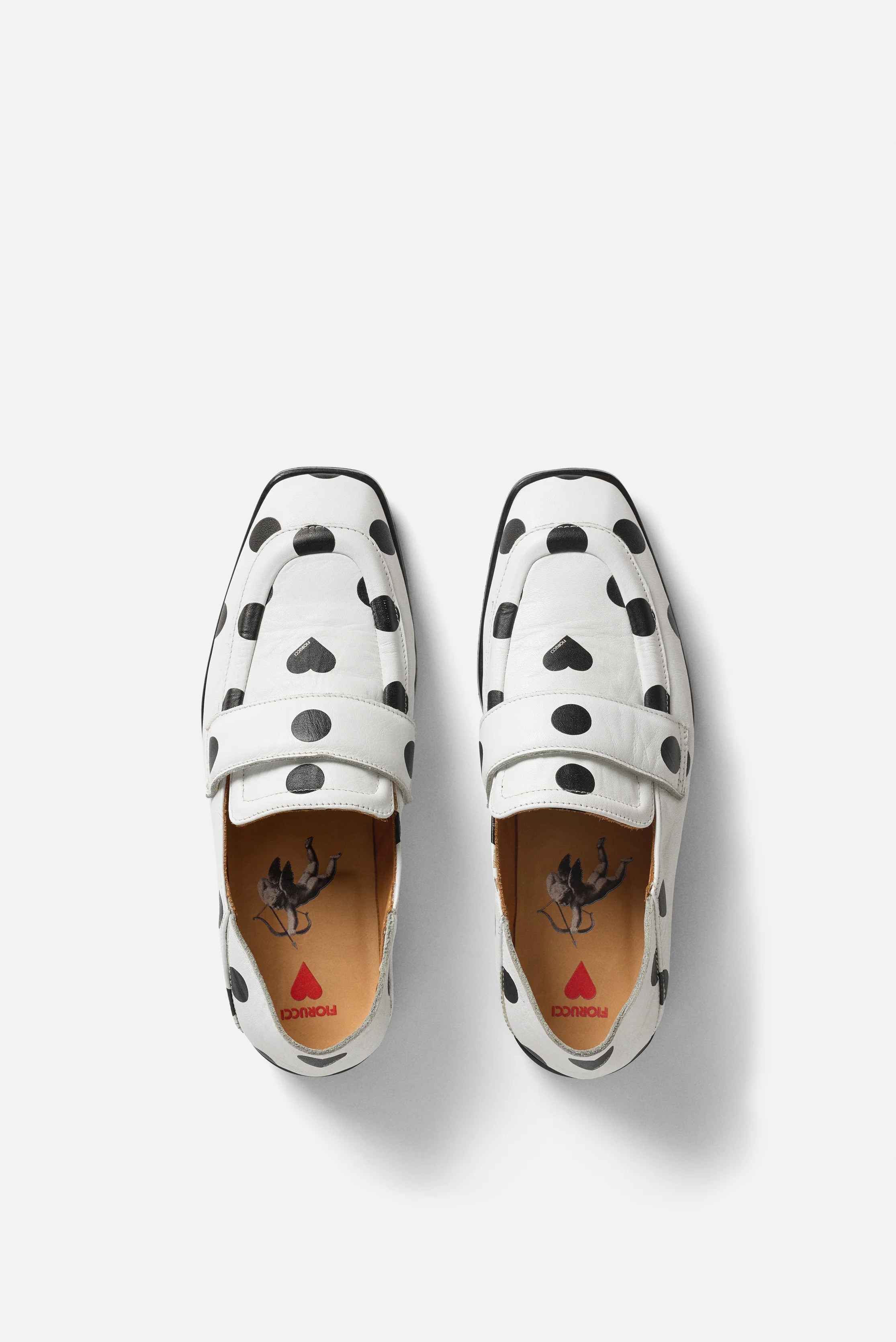 Womens Polka Dot Leather Loafers White - Image 6